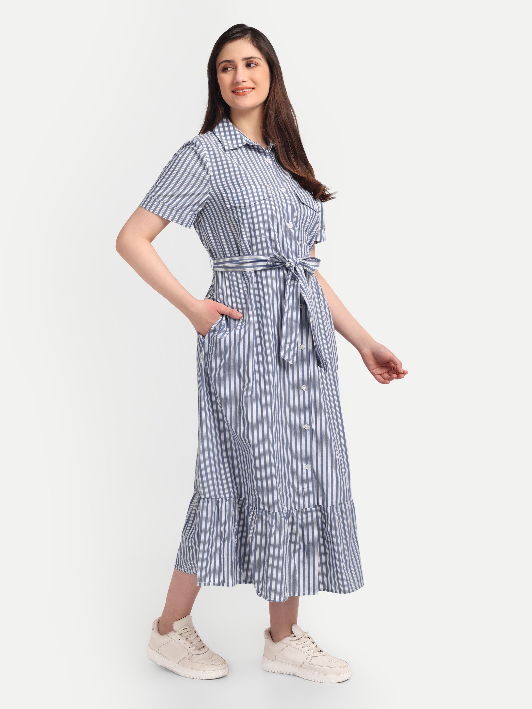 Coastal Stripe Shirt Dress
