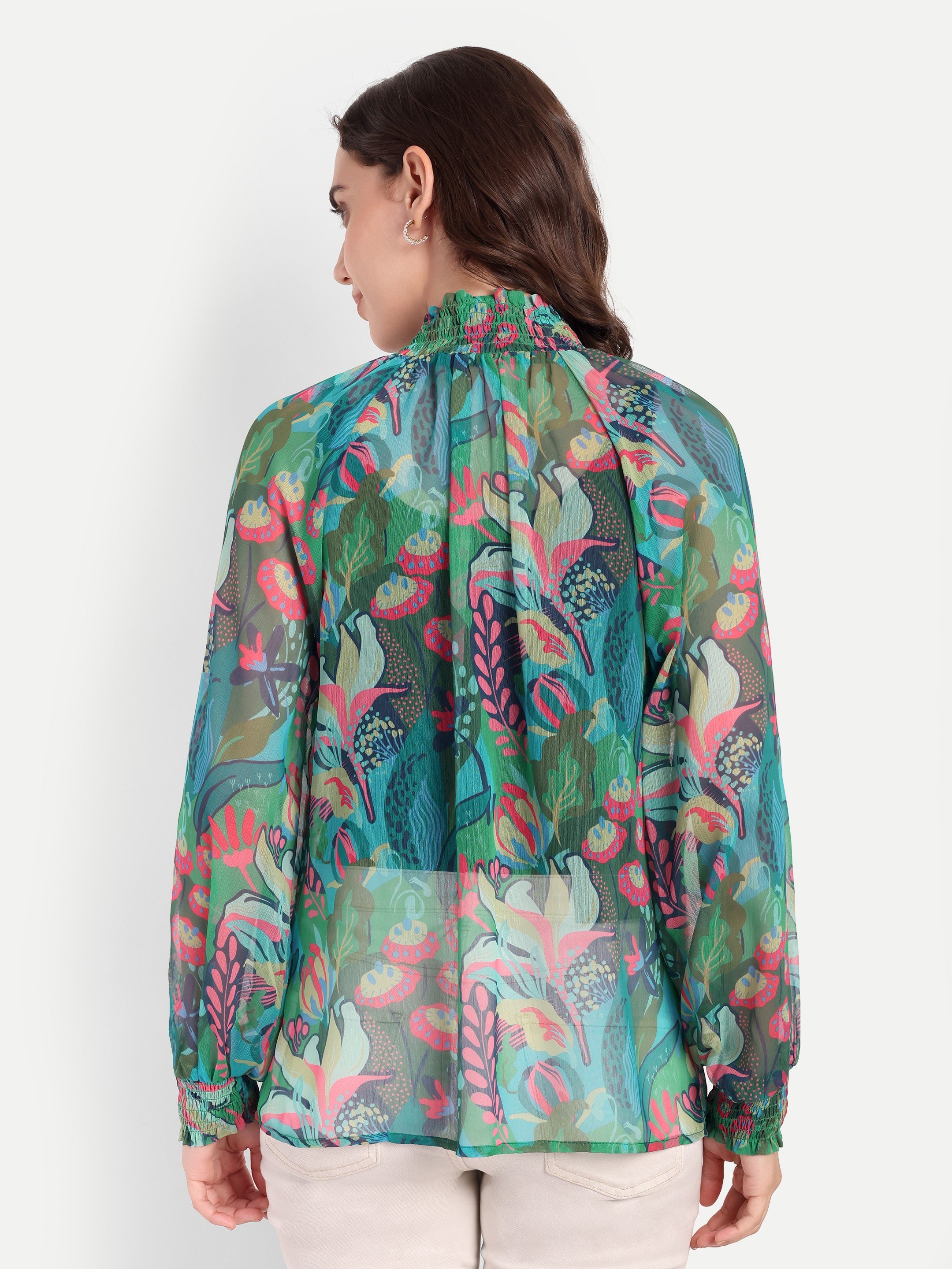 Tropical Burst Georgette Top