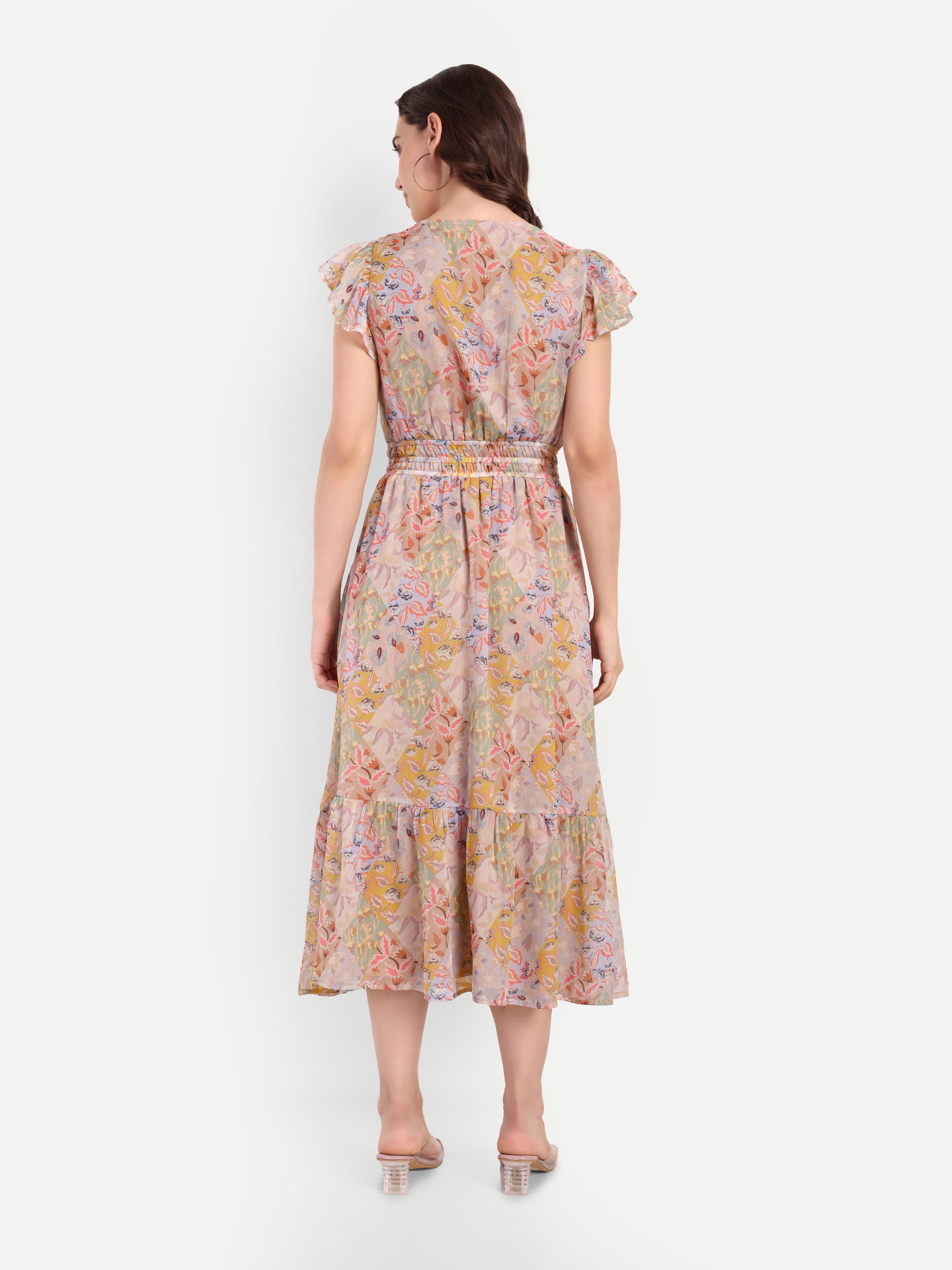 Sunlit Meadow Printed Georgette Midi Dress