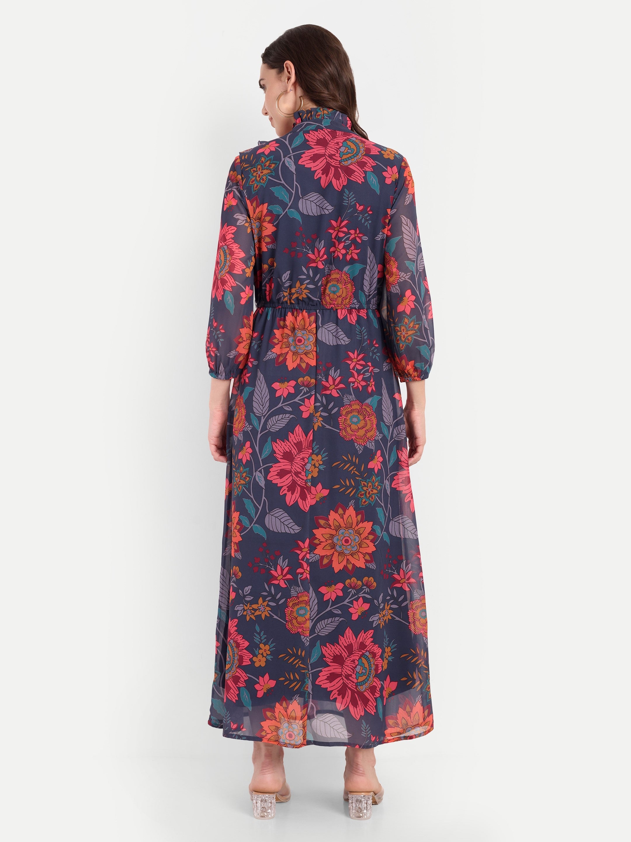 Midnight Ruffle Garden Maxi Dress