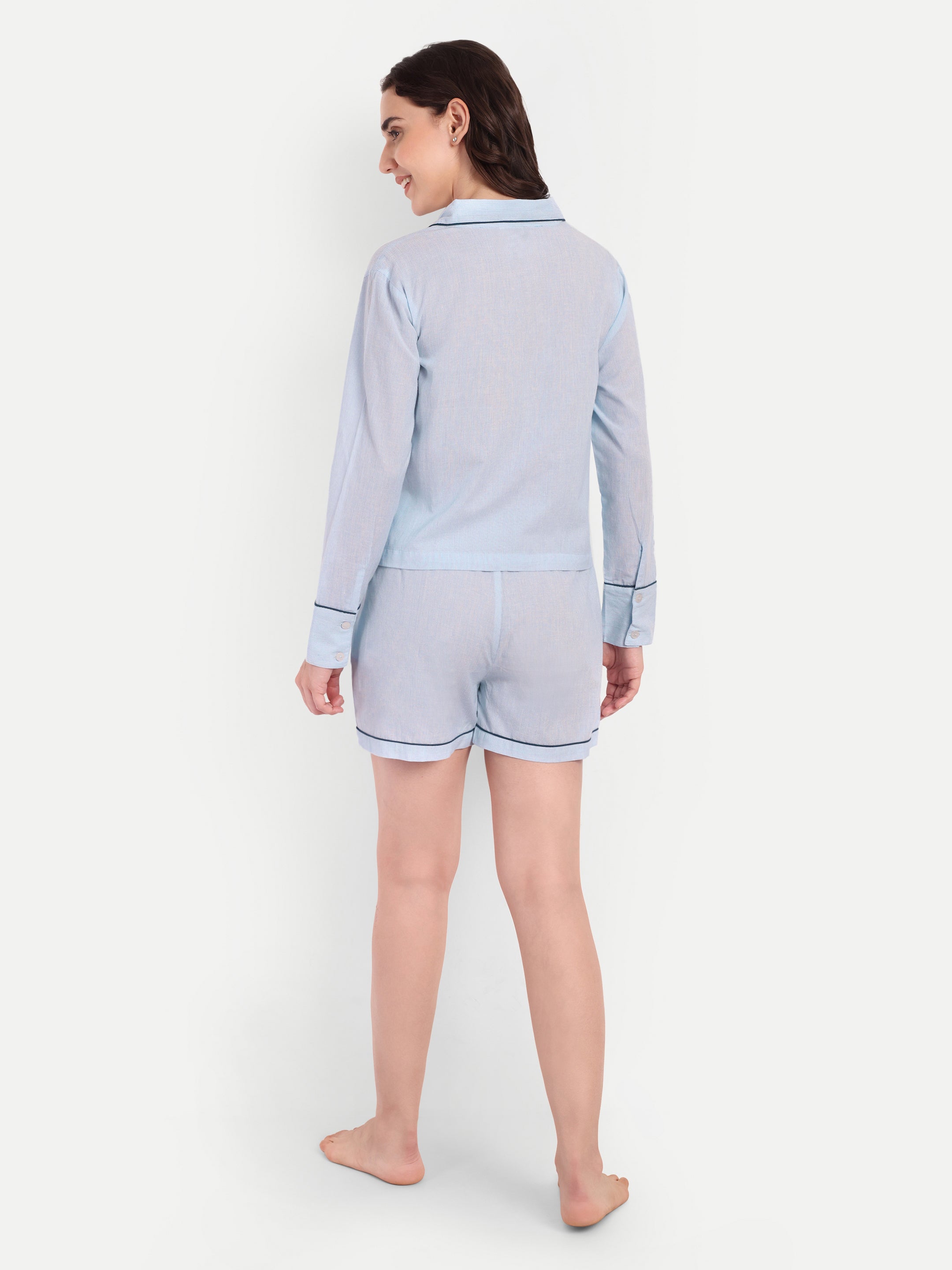 Blue Stripe Short Set