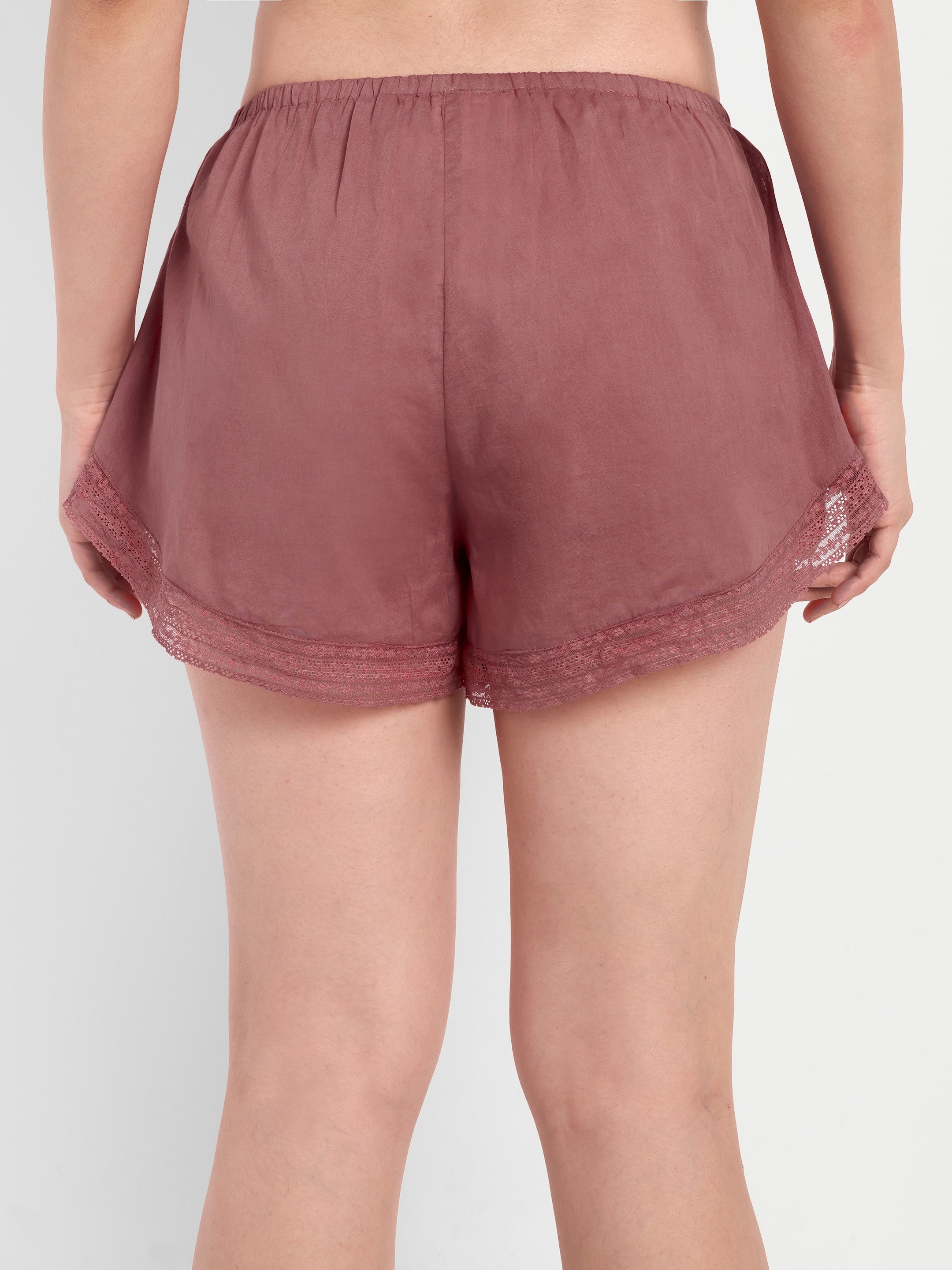 Mauve Lace Trim Shorts