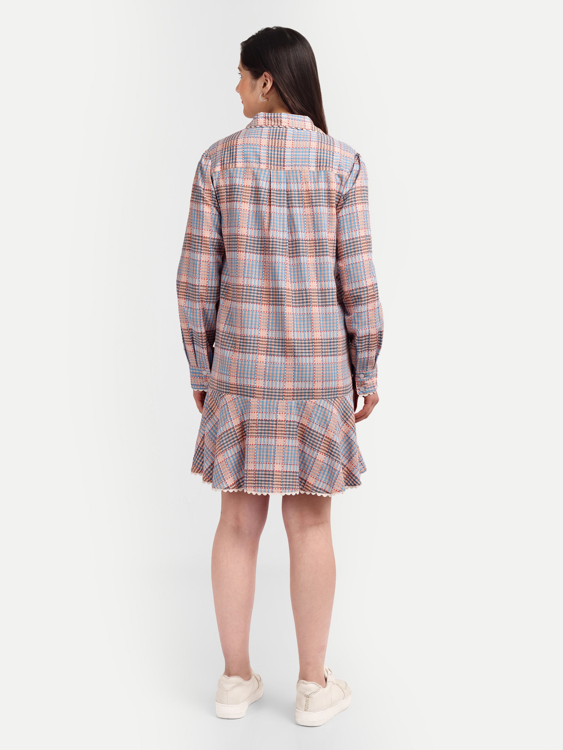 Blush Meadow Plaid Dress