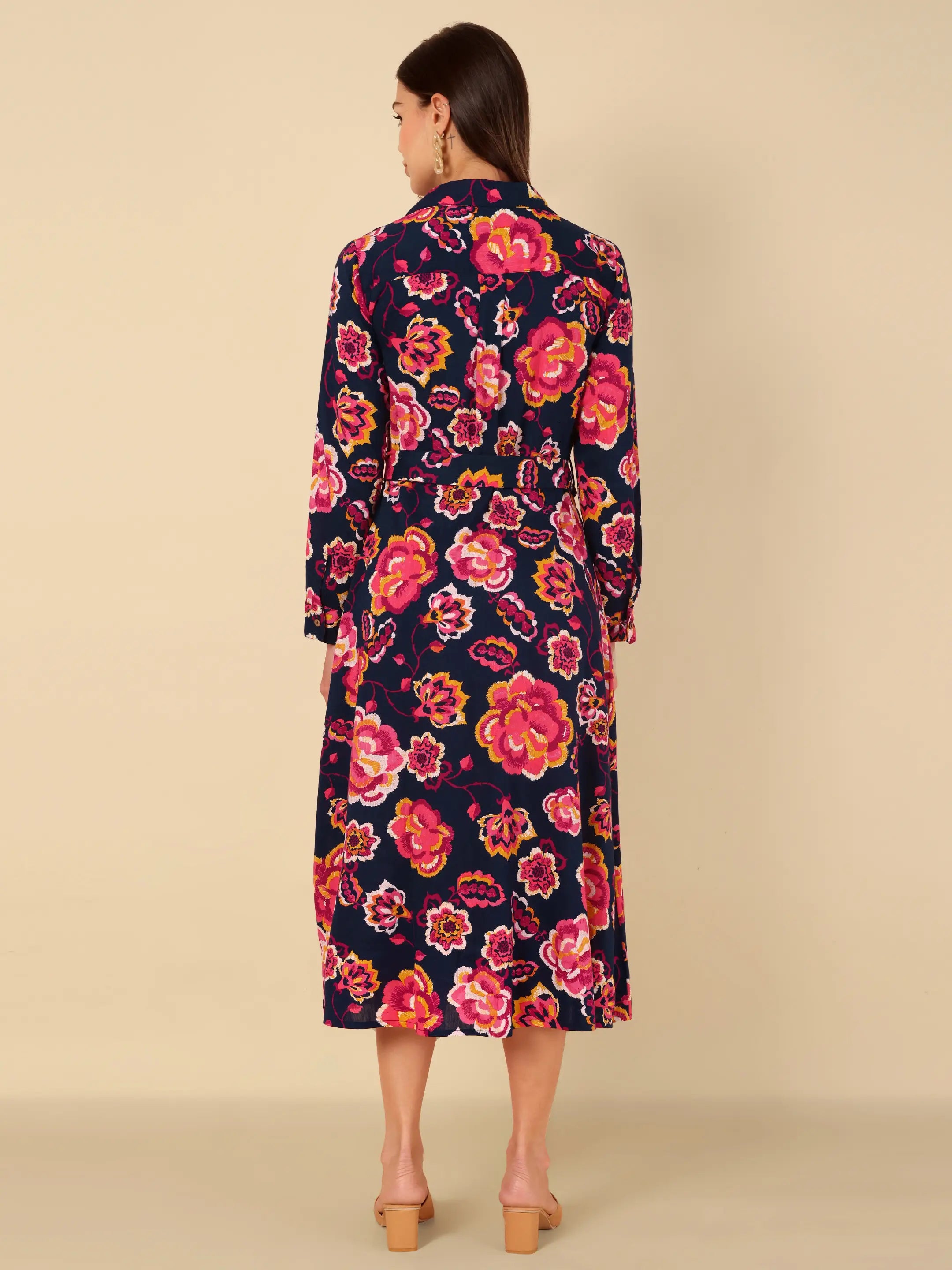 Midnight Bloom Shirt Dress