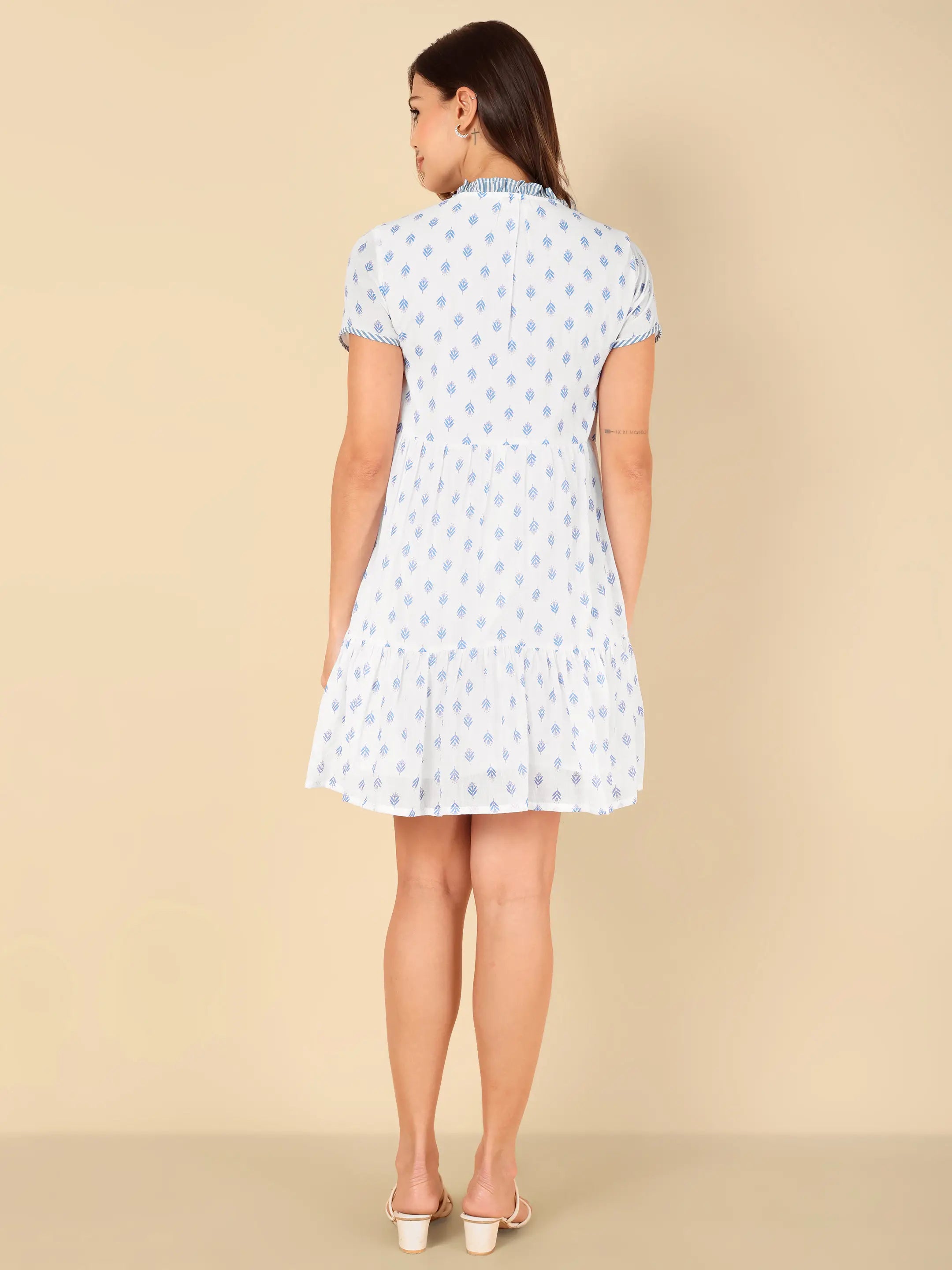 Blue Leaf Short Dress