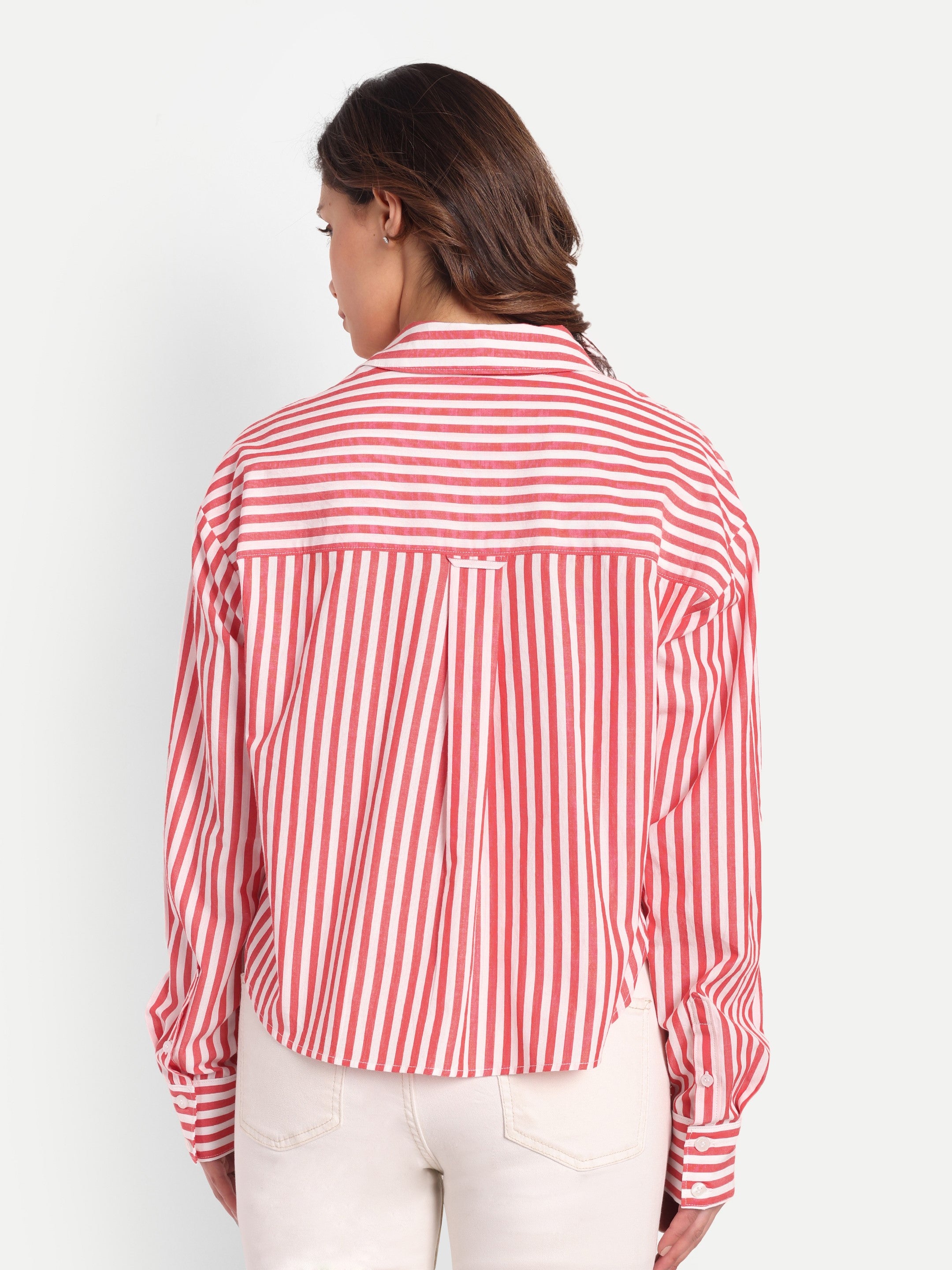 Coral Stripe Relaxed Shirt