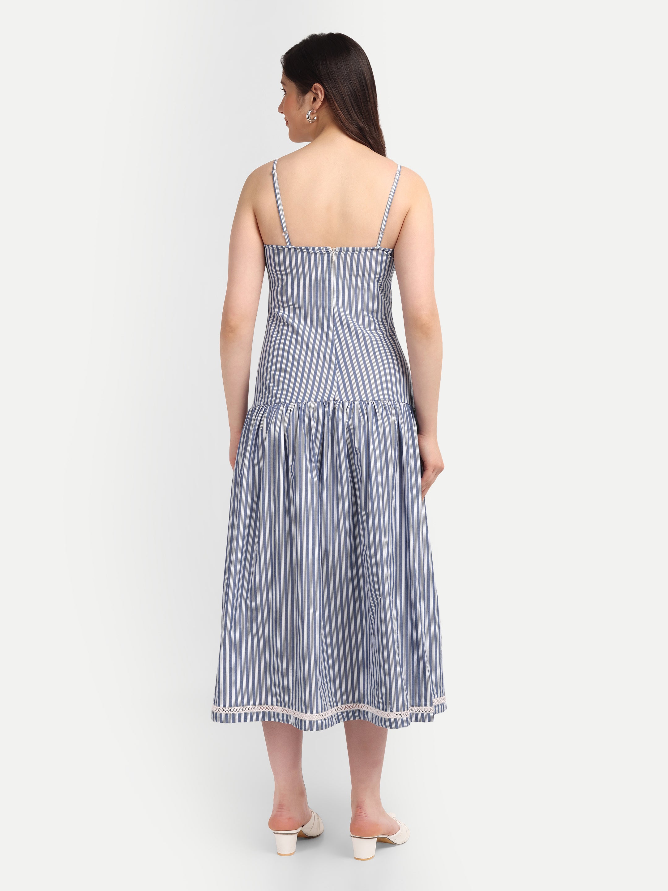Coastal Stripe Smocked Midi Dress