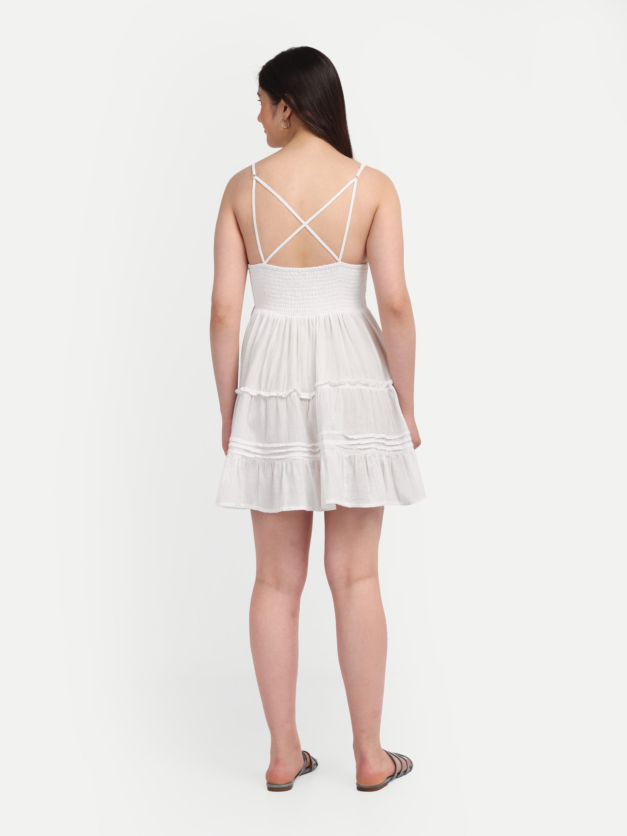 White Cotton Tiered
Cami Dress