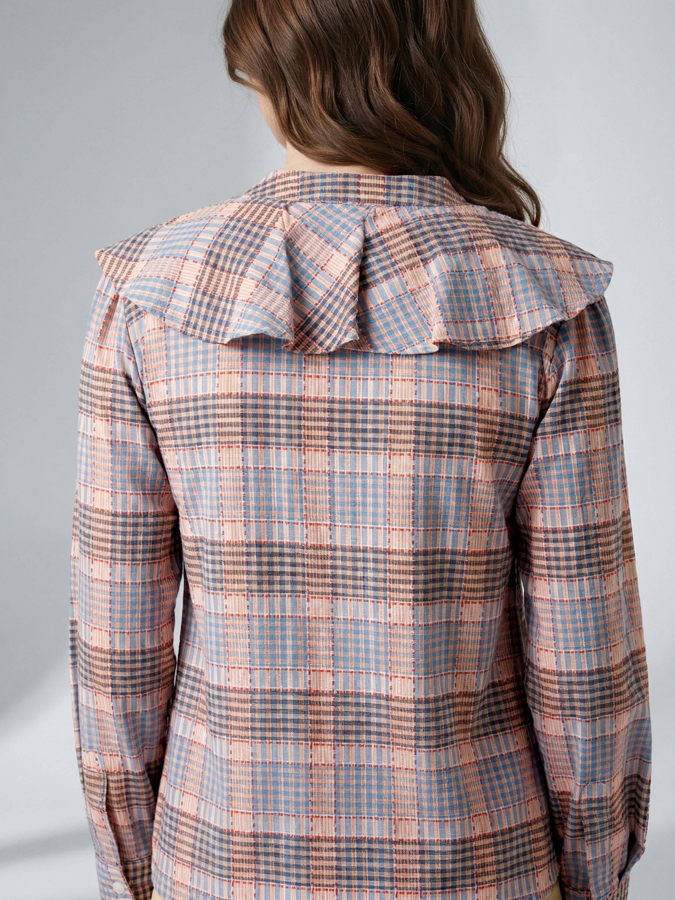 Soft Check Ruffle Top