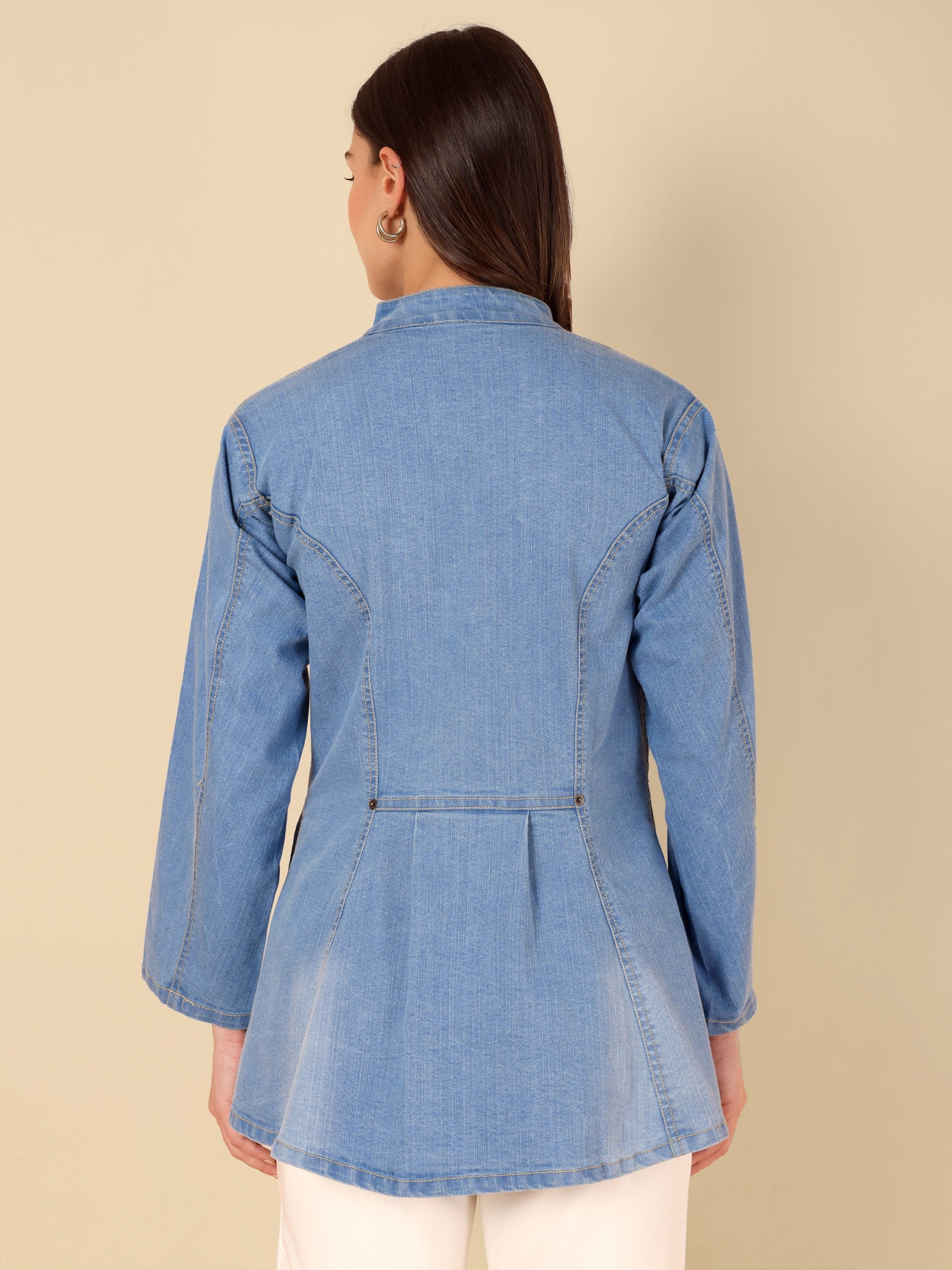 Bohemian denim long jacket