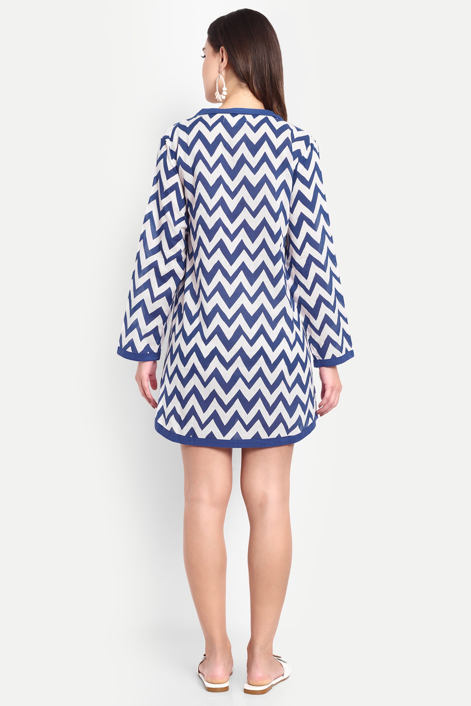 Zigzag Blue Short Dress