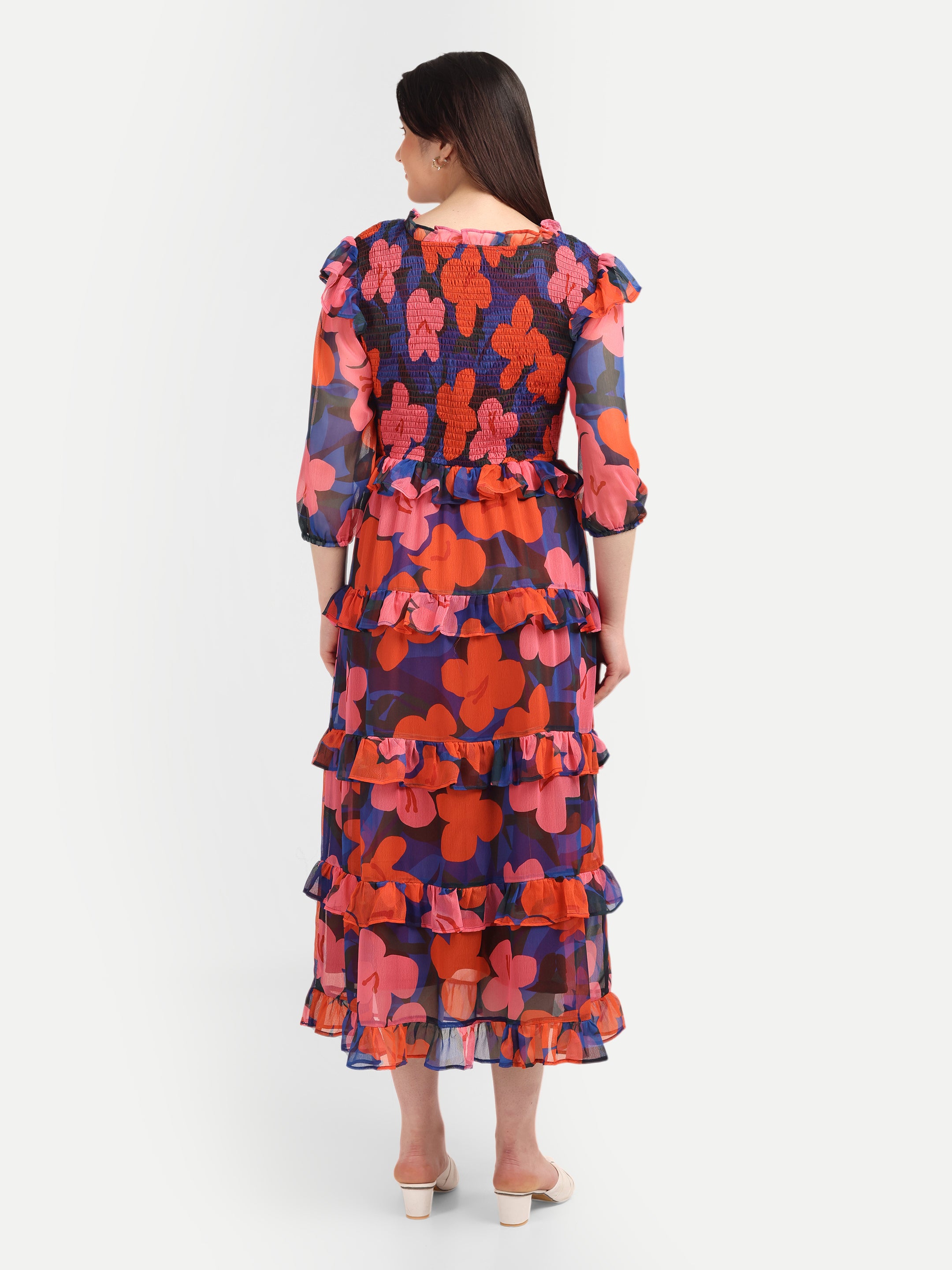 Scarlet Bloom Ruffle Dress