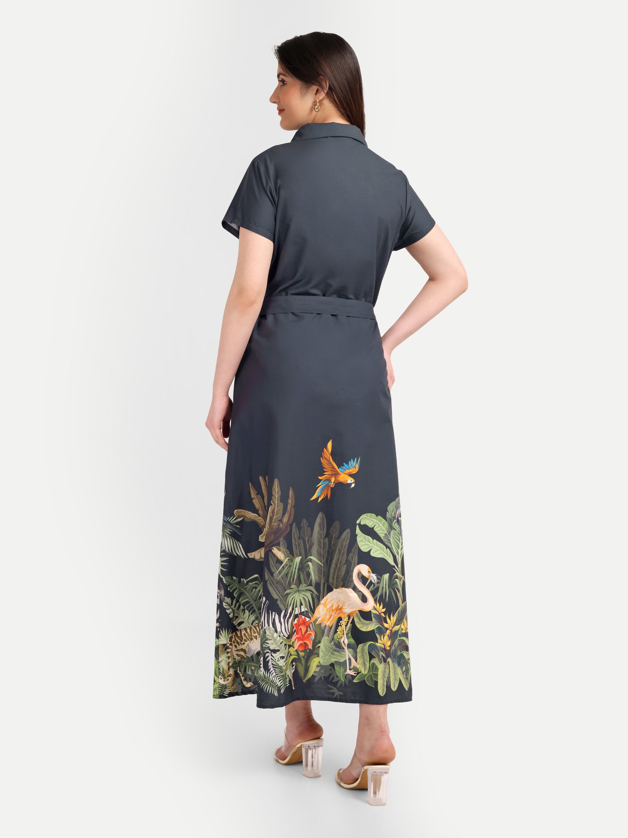 Tropical Safari Shirt Dress
