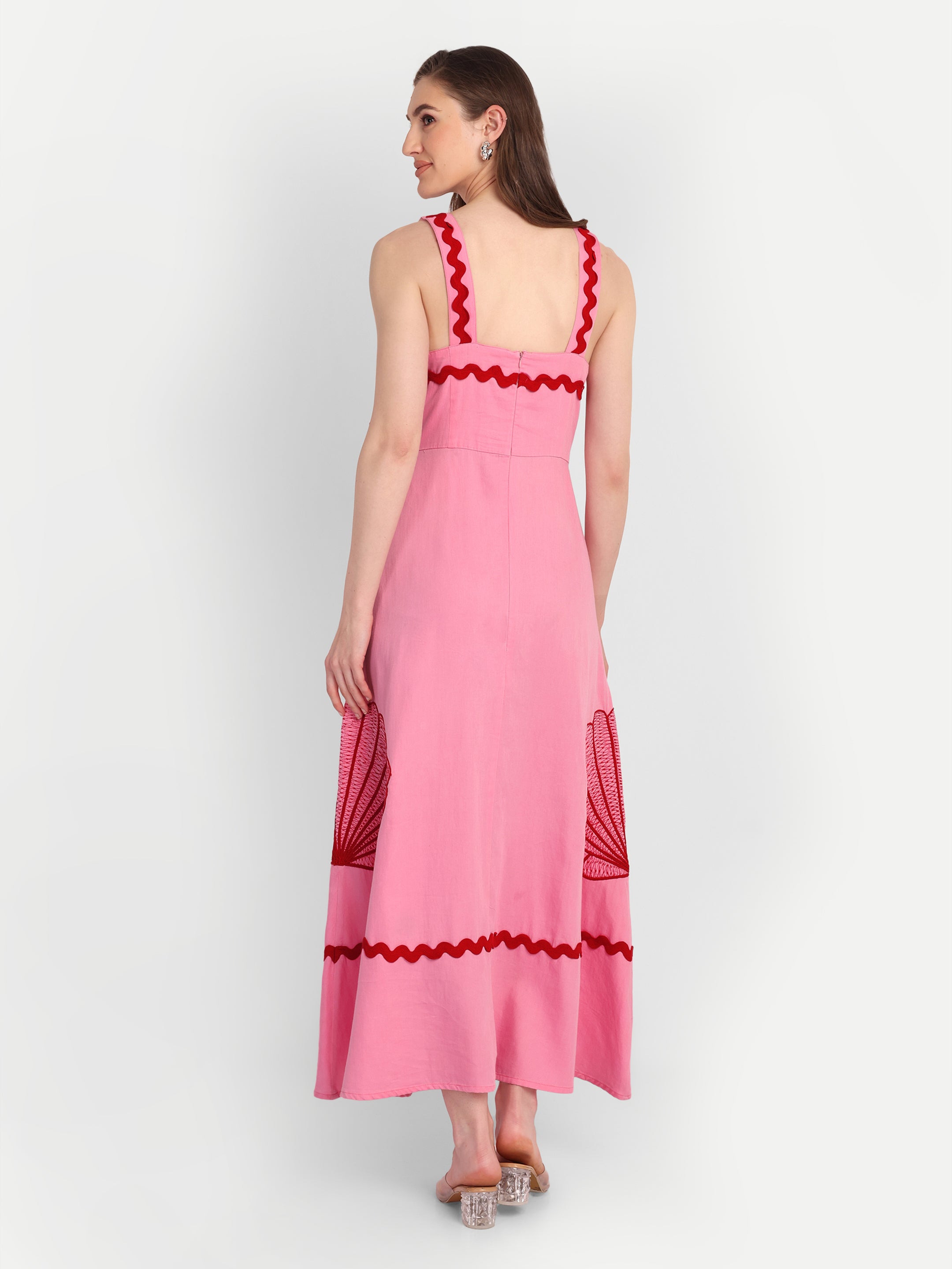 Rosé Shell Midi Dress
