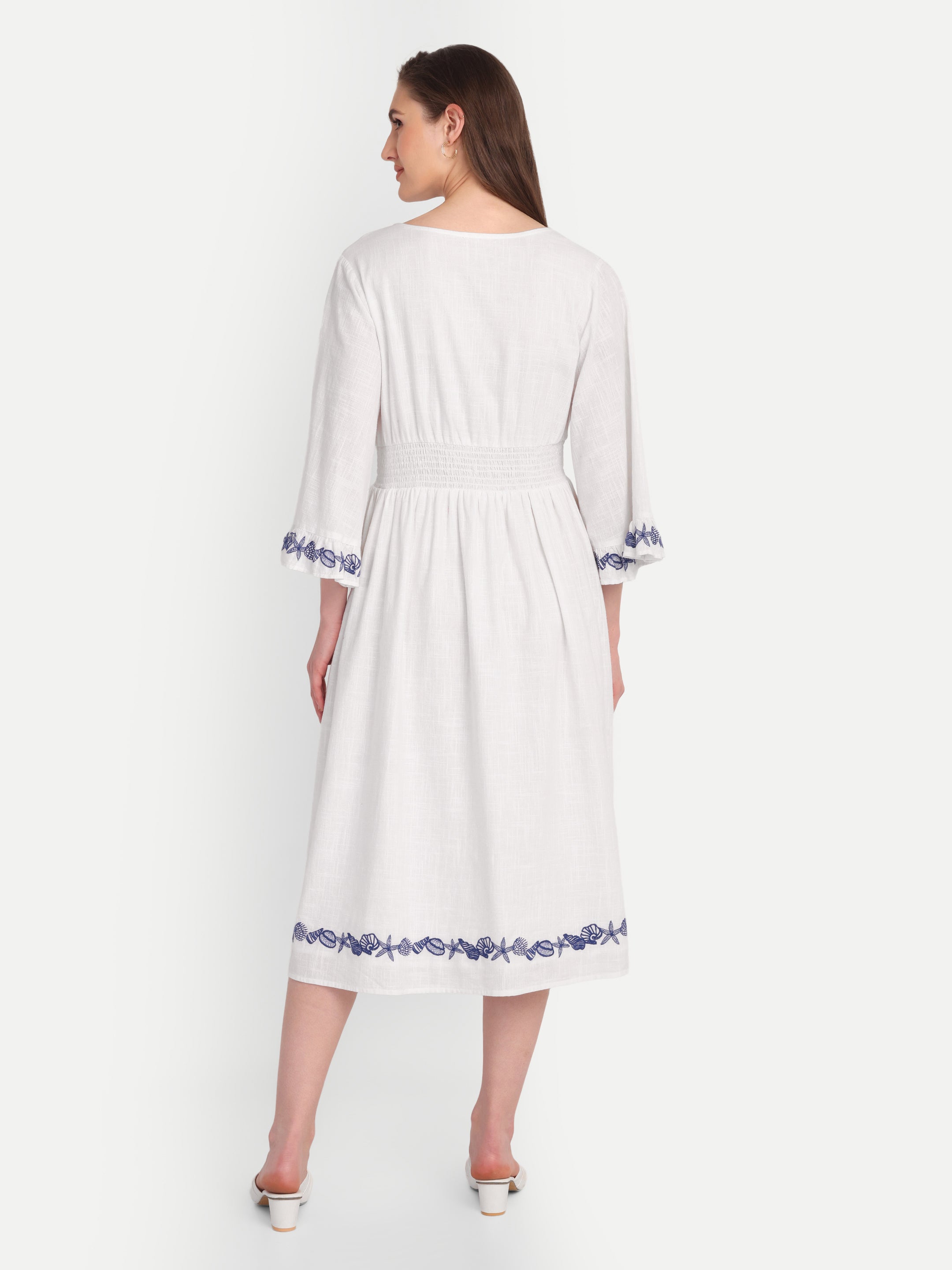 Eloise Embroidered Cotton Midi Dress