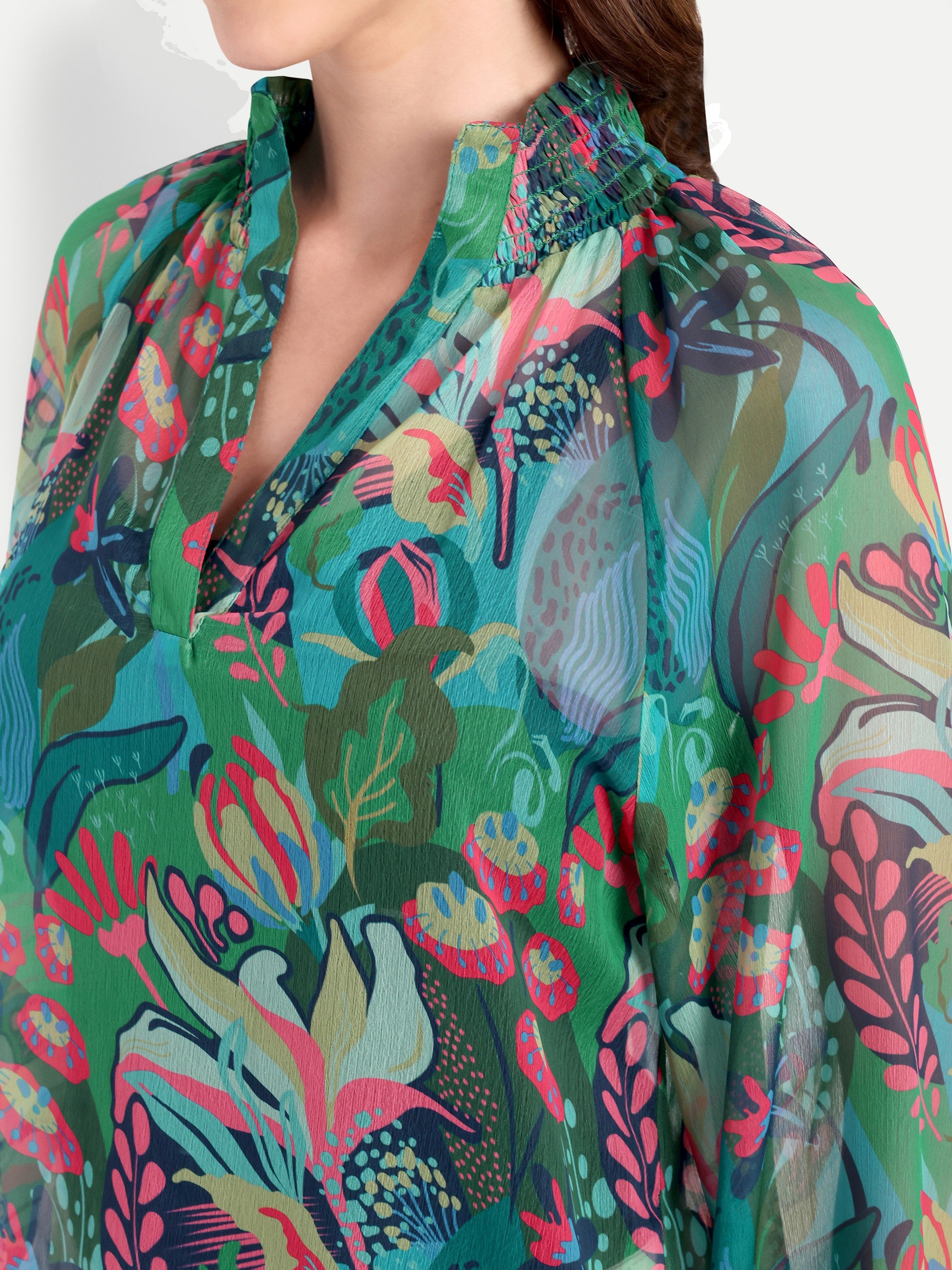 Tropical Burst Georgette Top