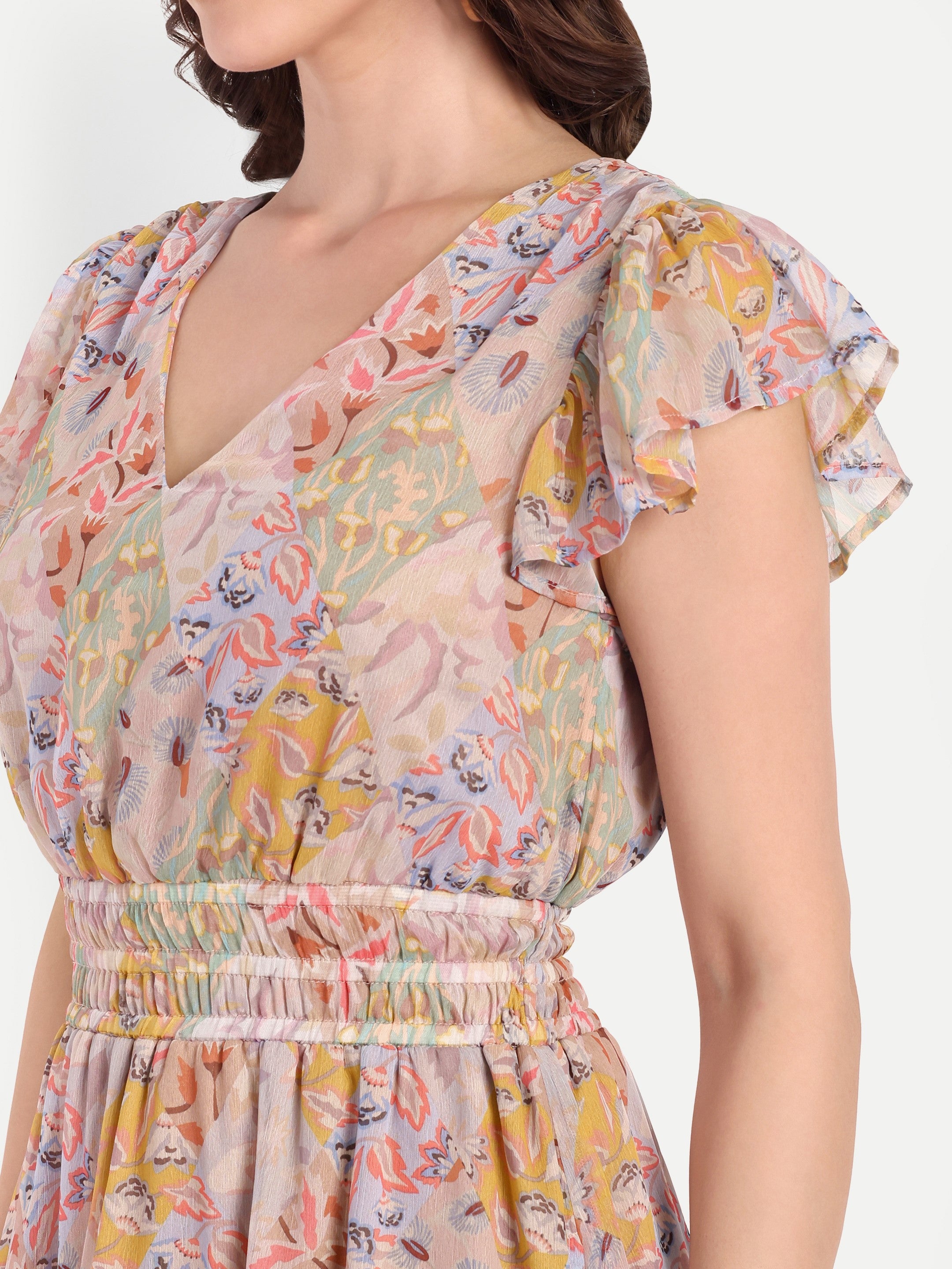 Sunlit Meadow Printed Georgette Midi Dress