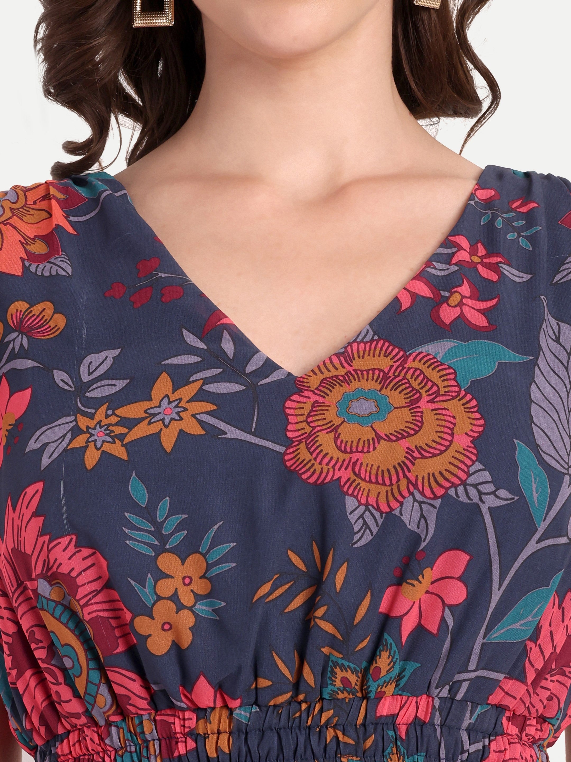 Midnight Blooms Smocked Midi Dress