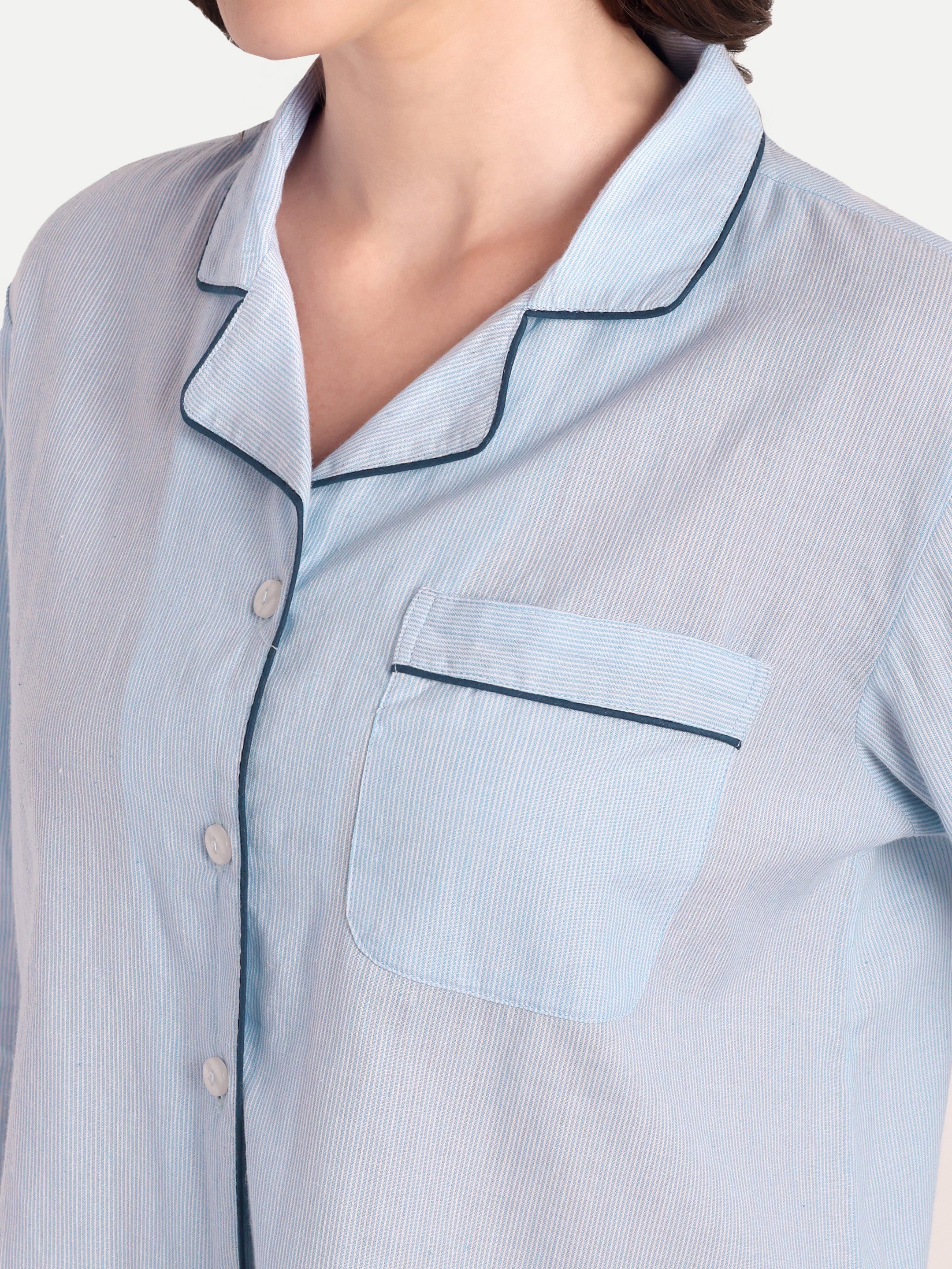 Blue Stripe Short Set