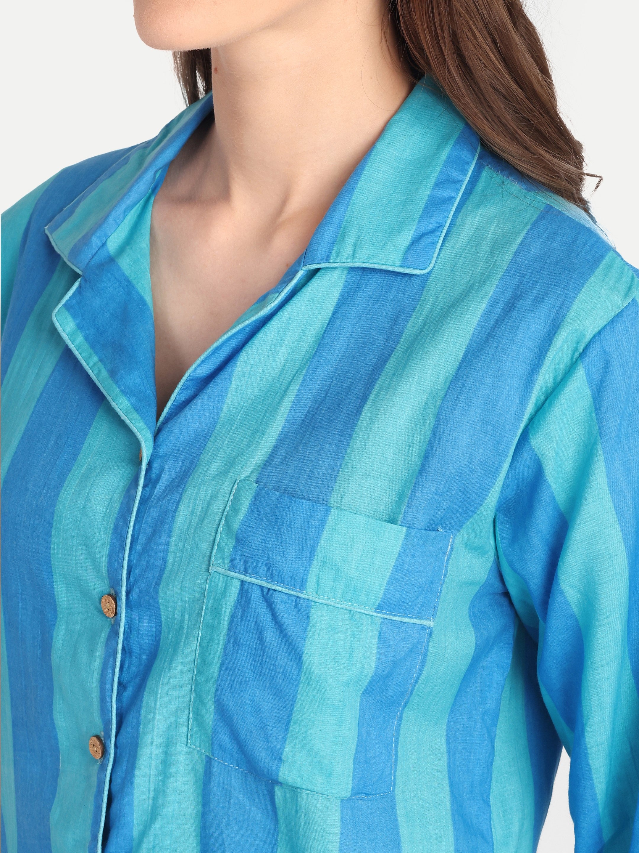 Azure Stripe Resort PJ Set