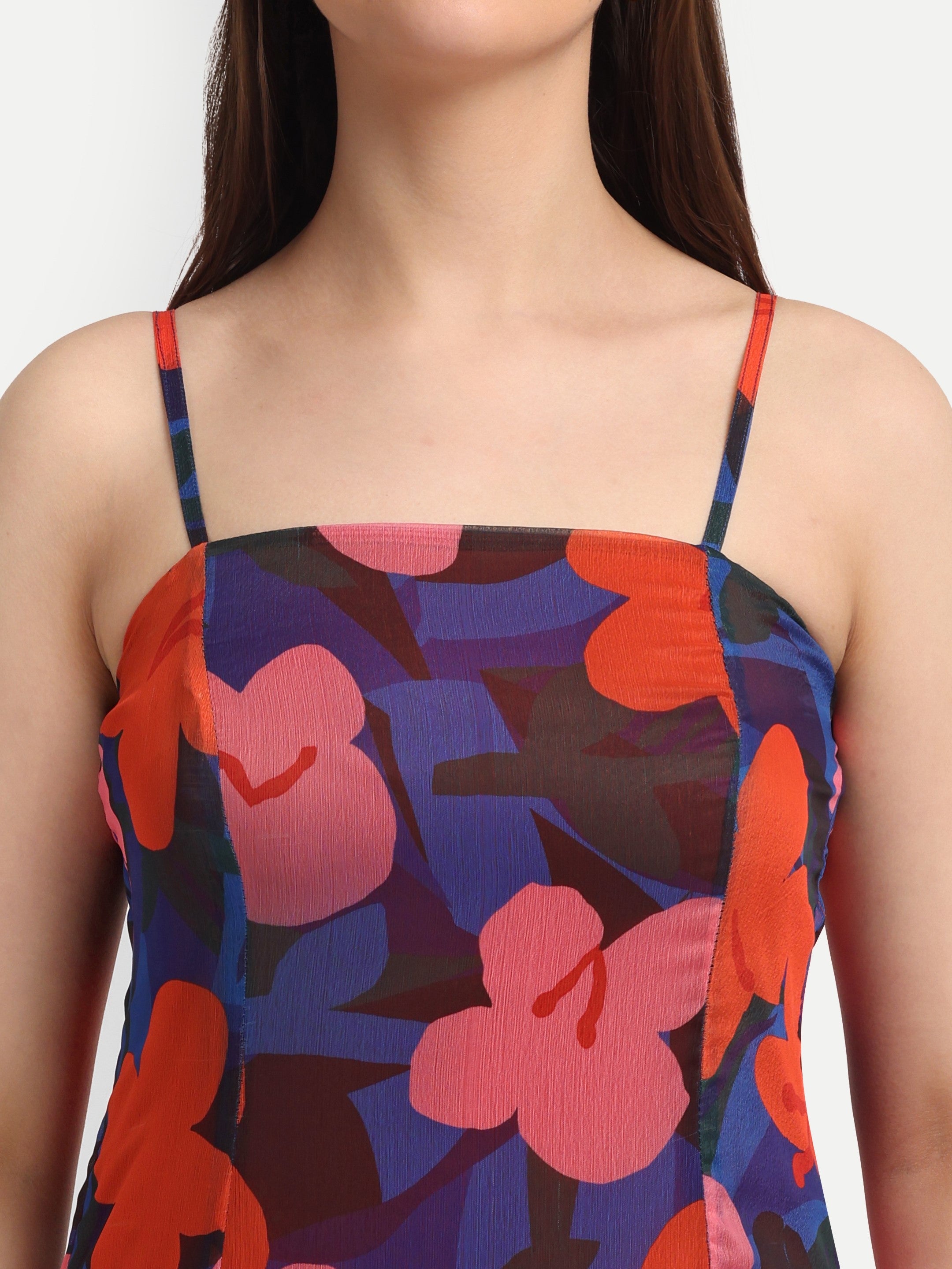 Scarlet Bloom Cascade Dress