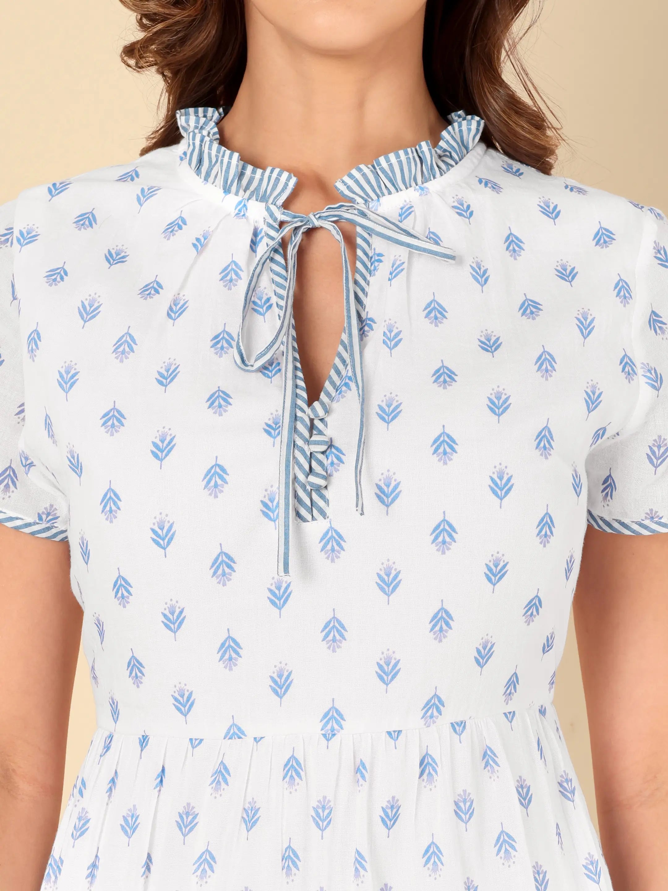 Blue Leaf Short Dress