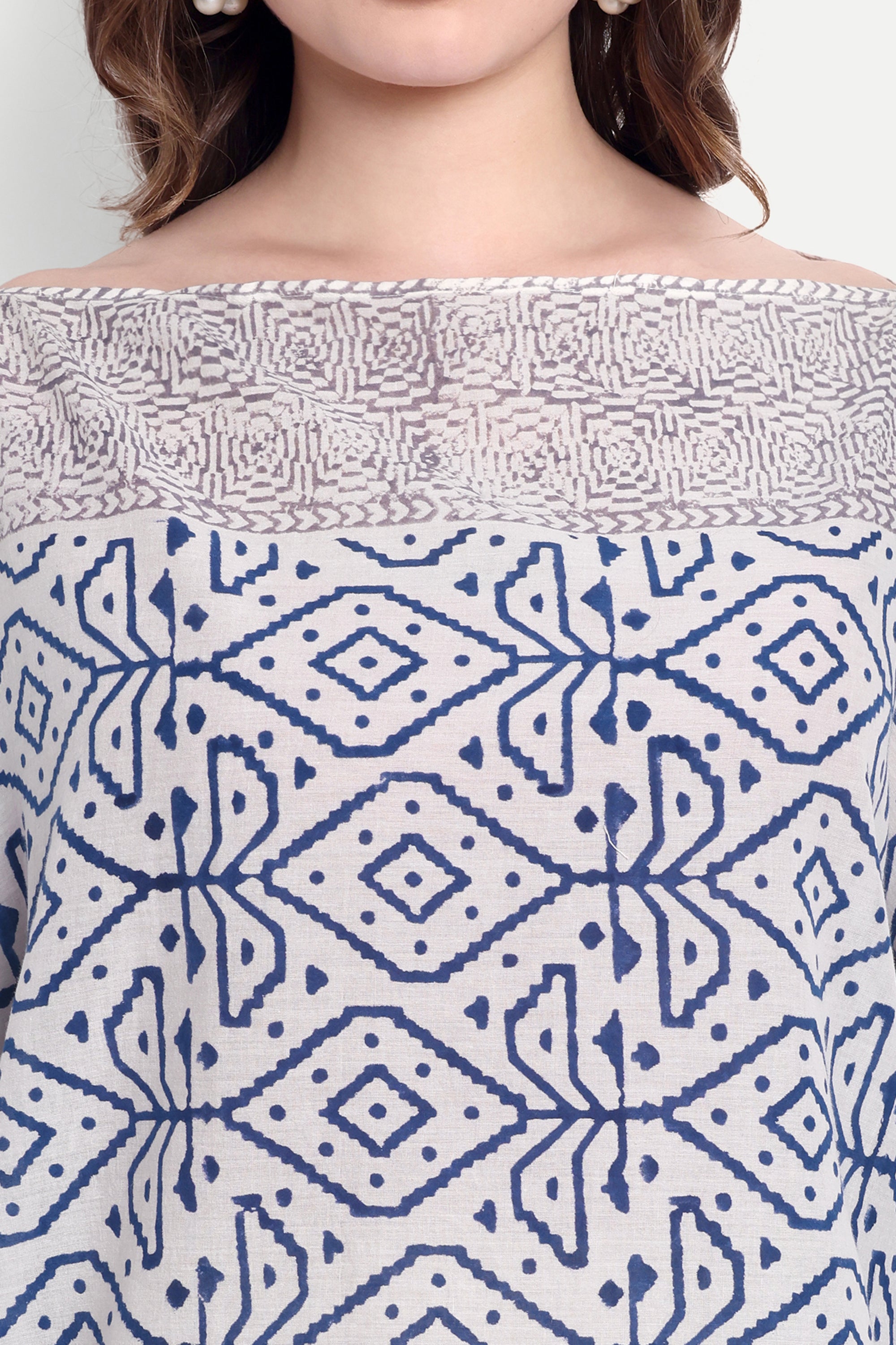 Blue Block Print Kaftan