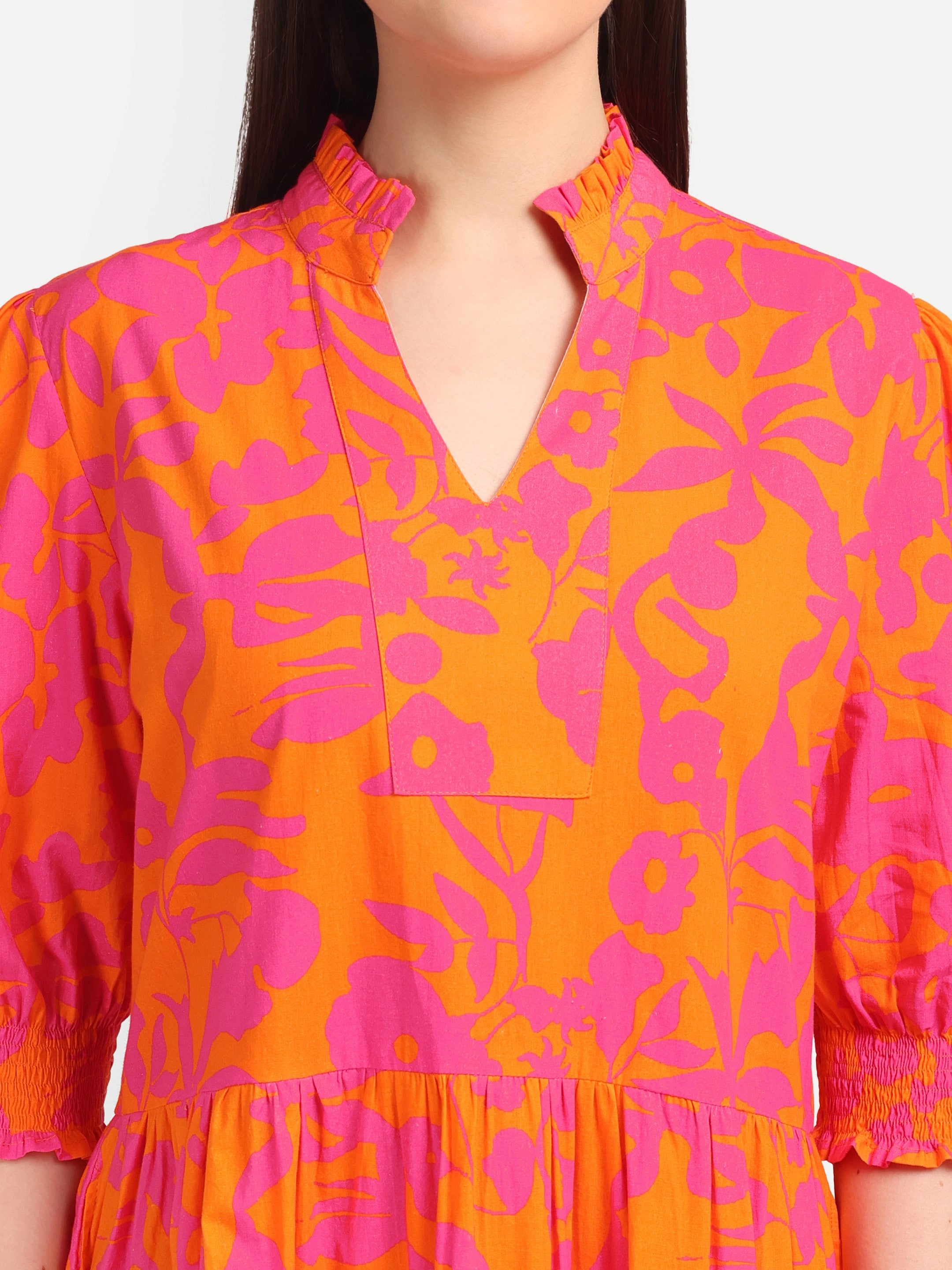 Sunset Bloom Tiered
Midi Dress