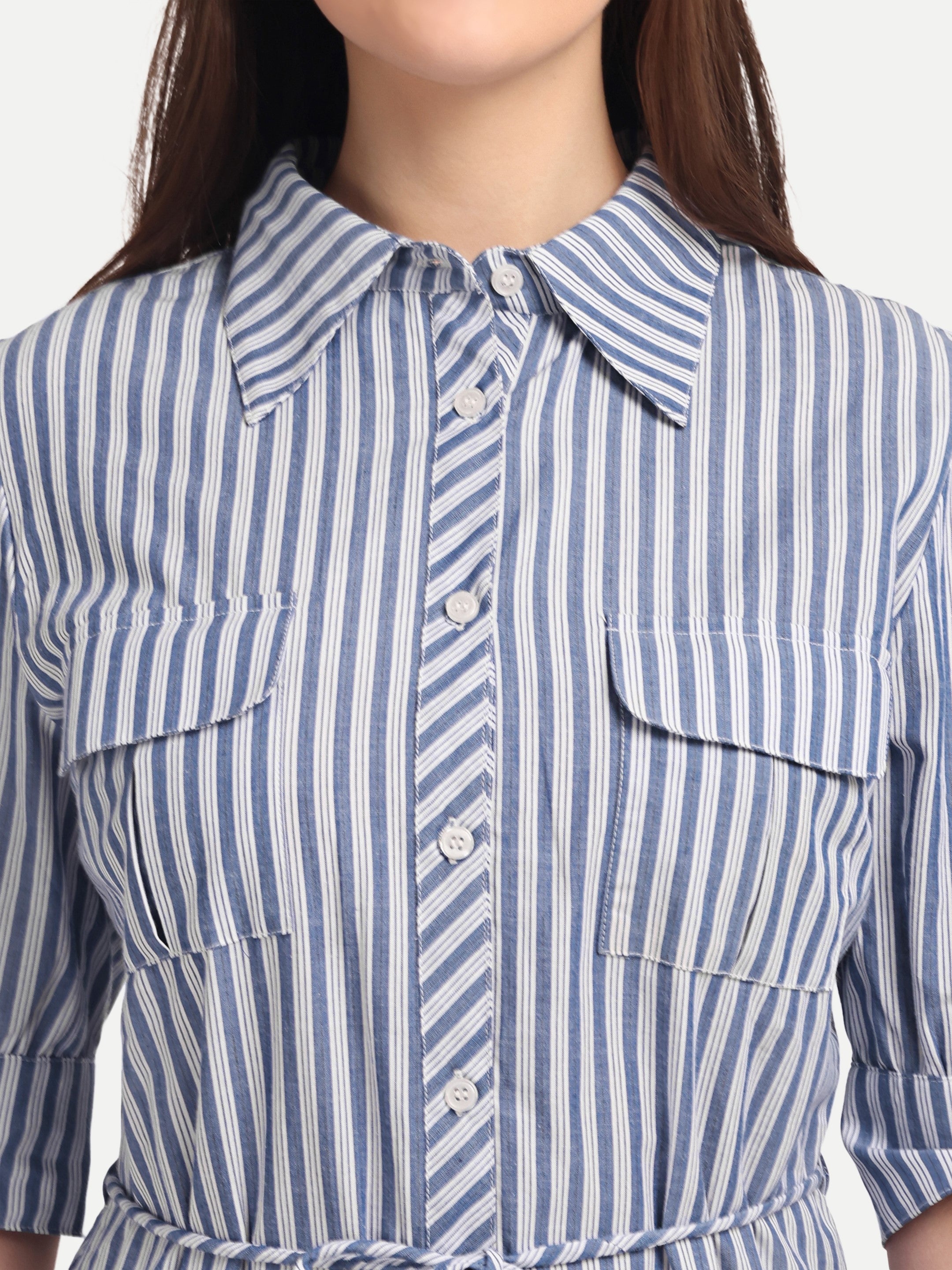 Blue Stripe Utility
Shirt Dress
