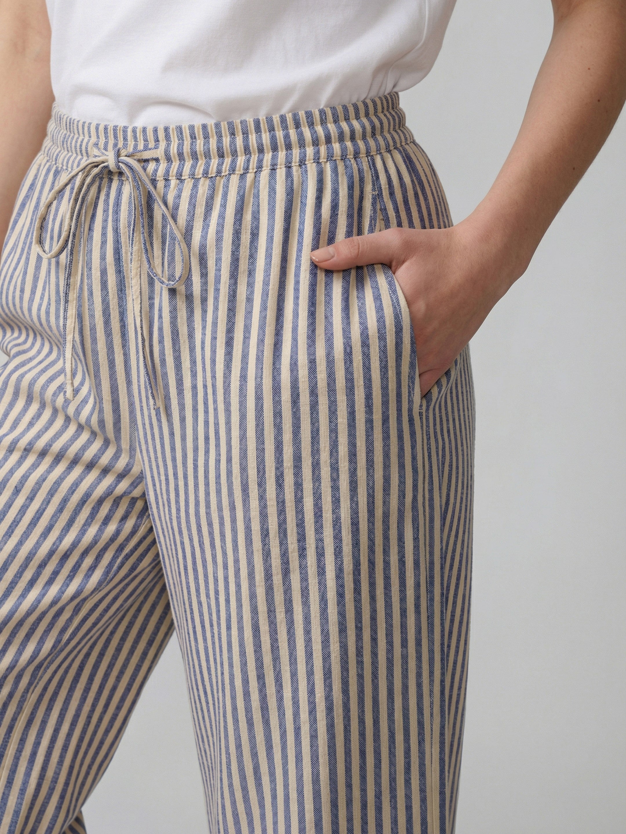 Coastal Stripe Wide-Leg Pants