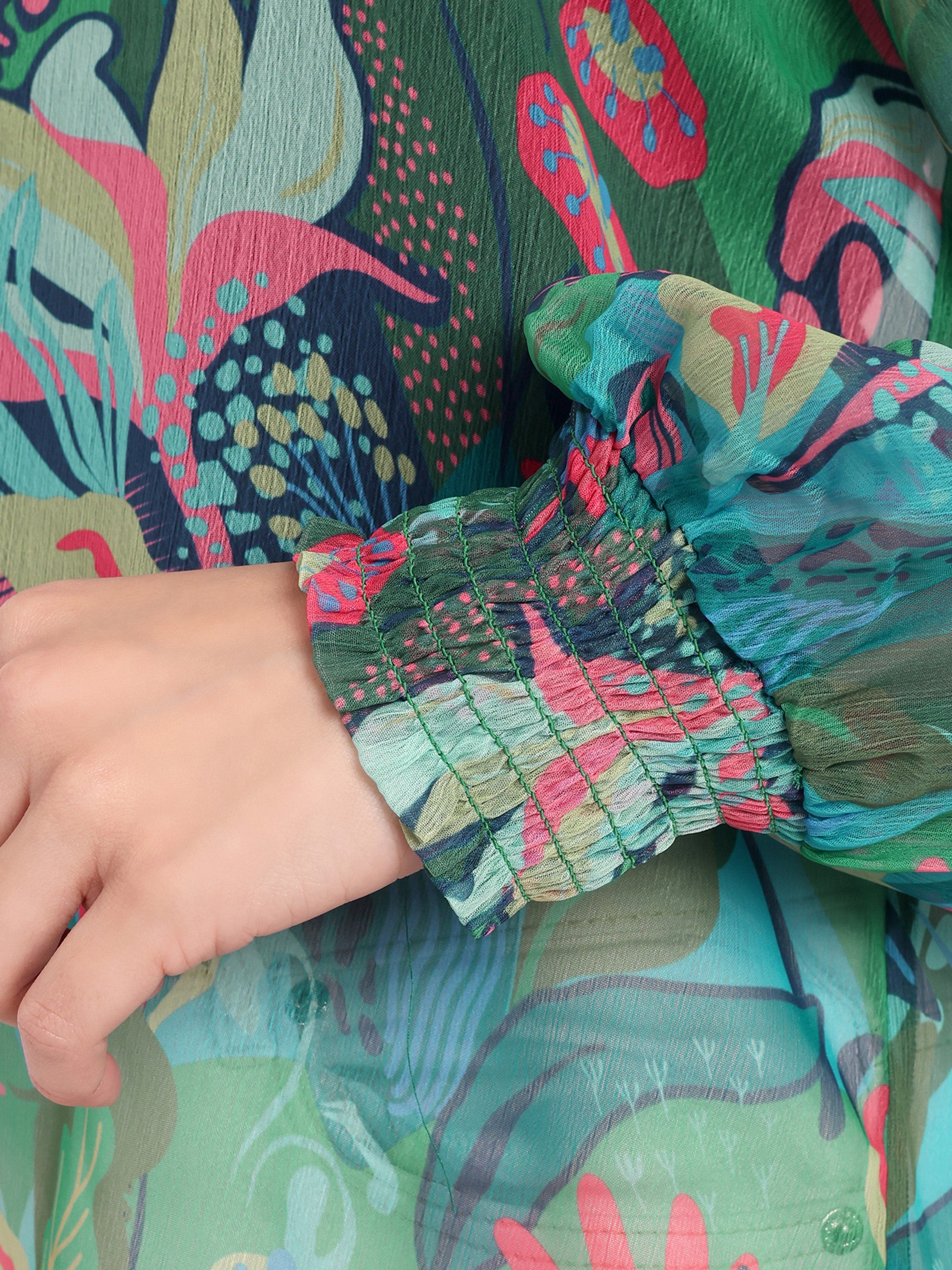 Tropical Burst Georgette Top