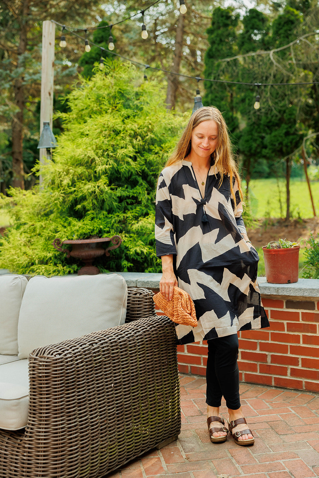Burnt Caramel Raffia Clutch