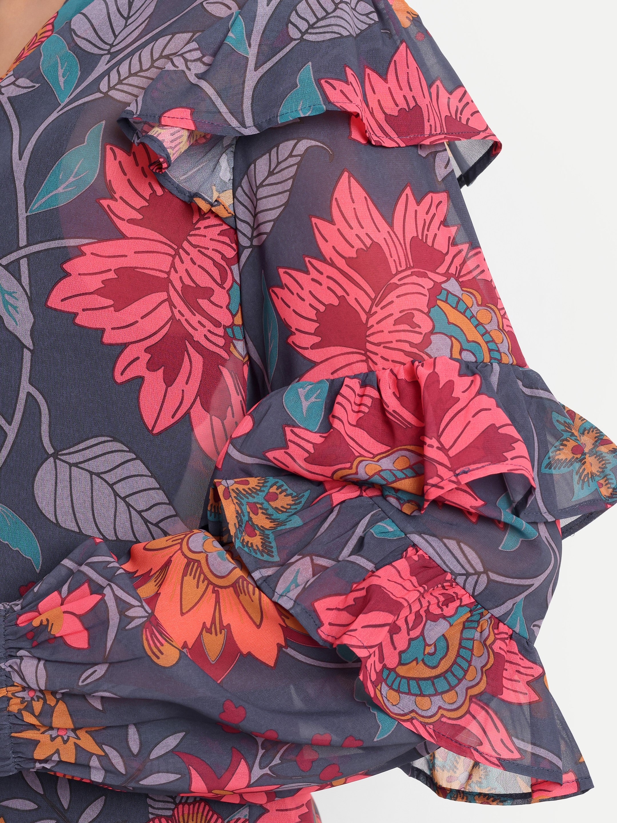 Midnight Bloom Ruffle Blouse