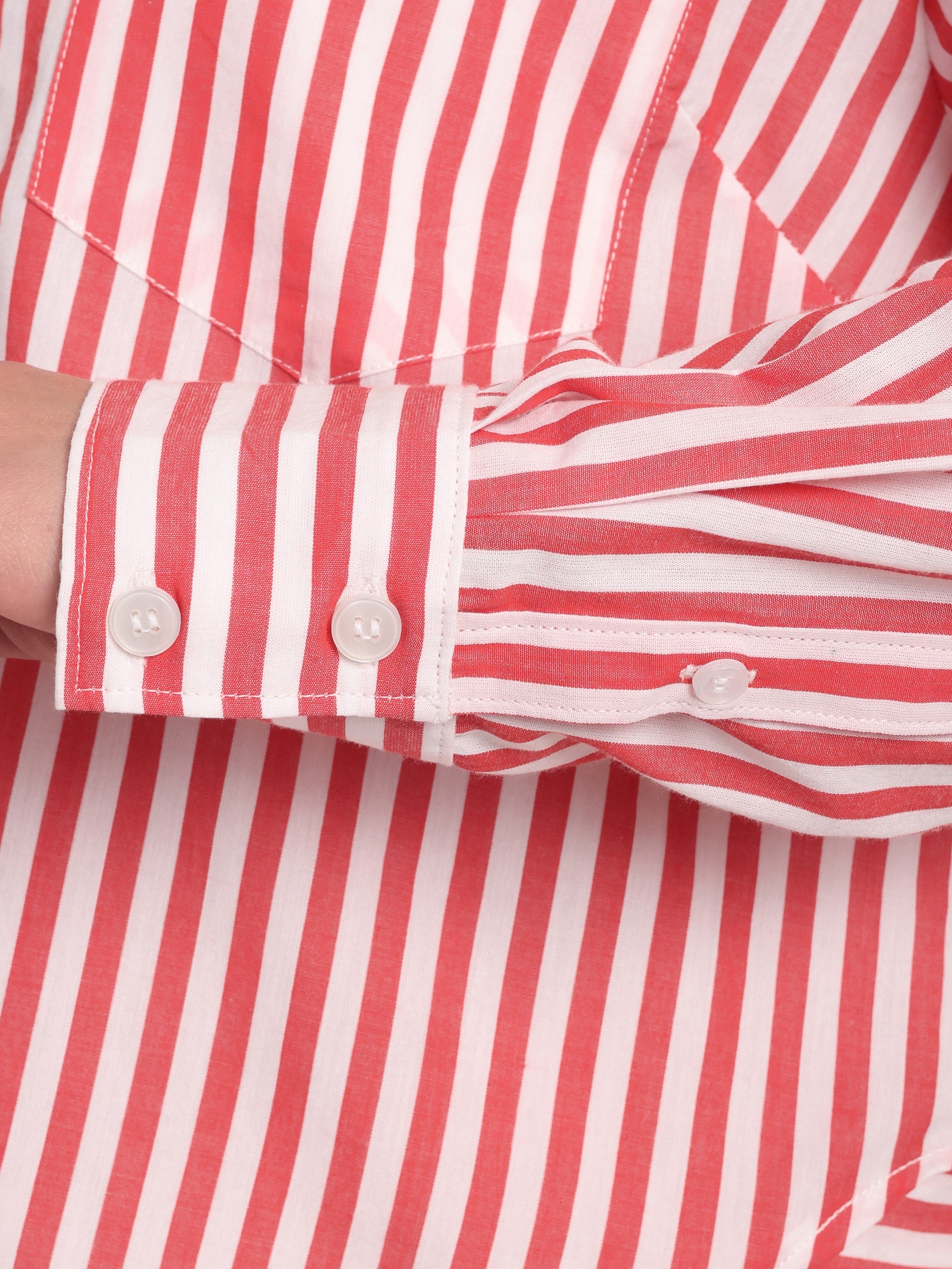 Coral Stripe Relaxed Shirt