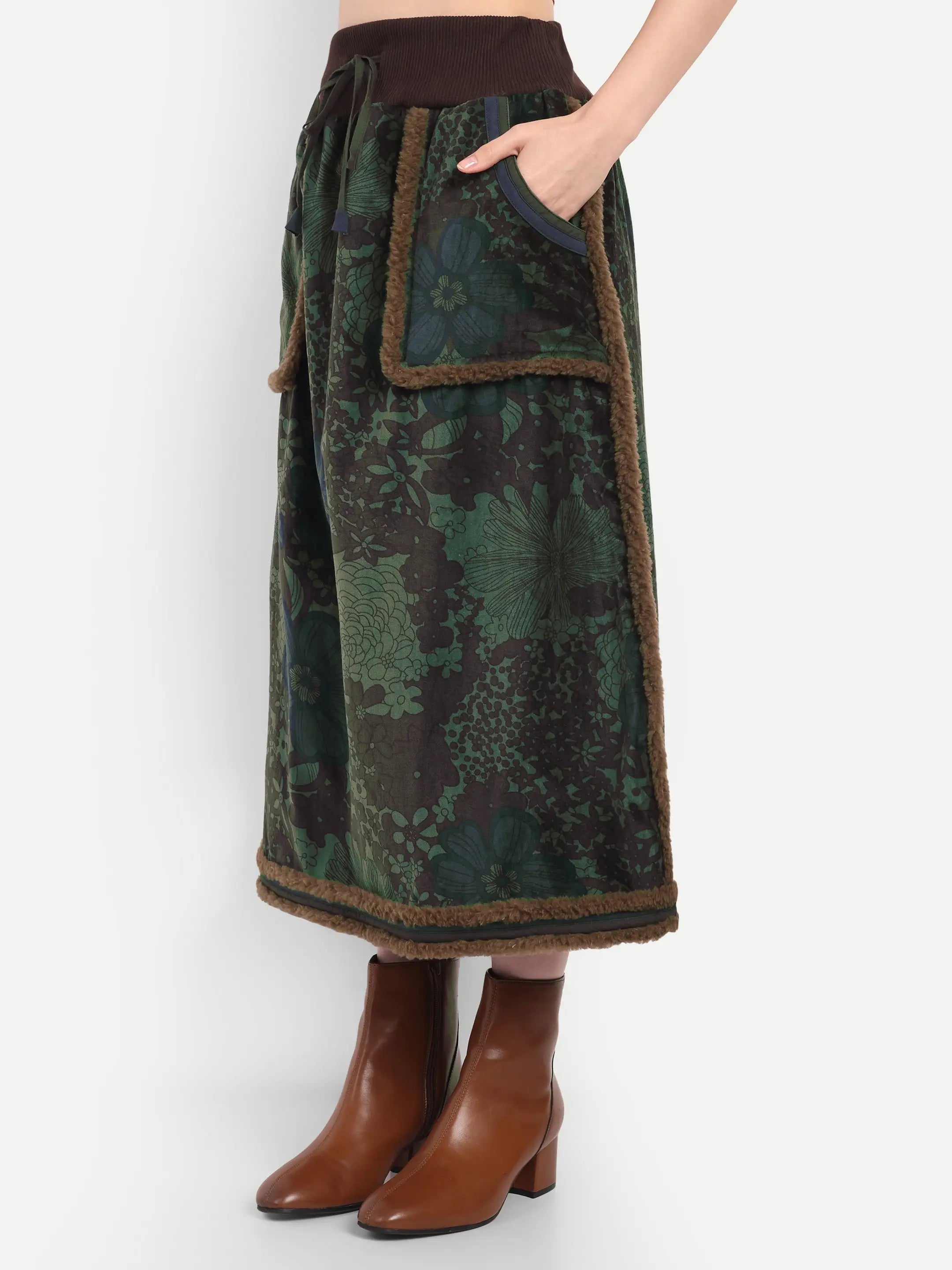 Scandanavian green velvet skirt