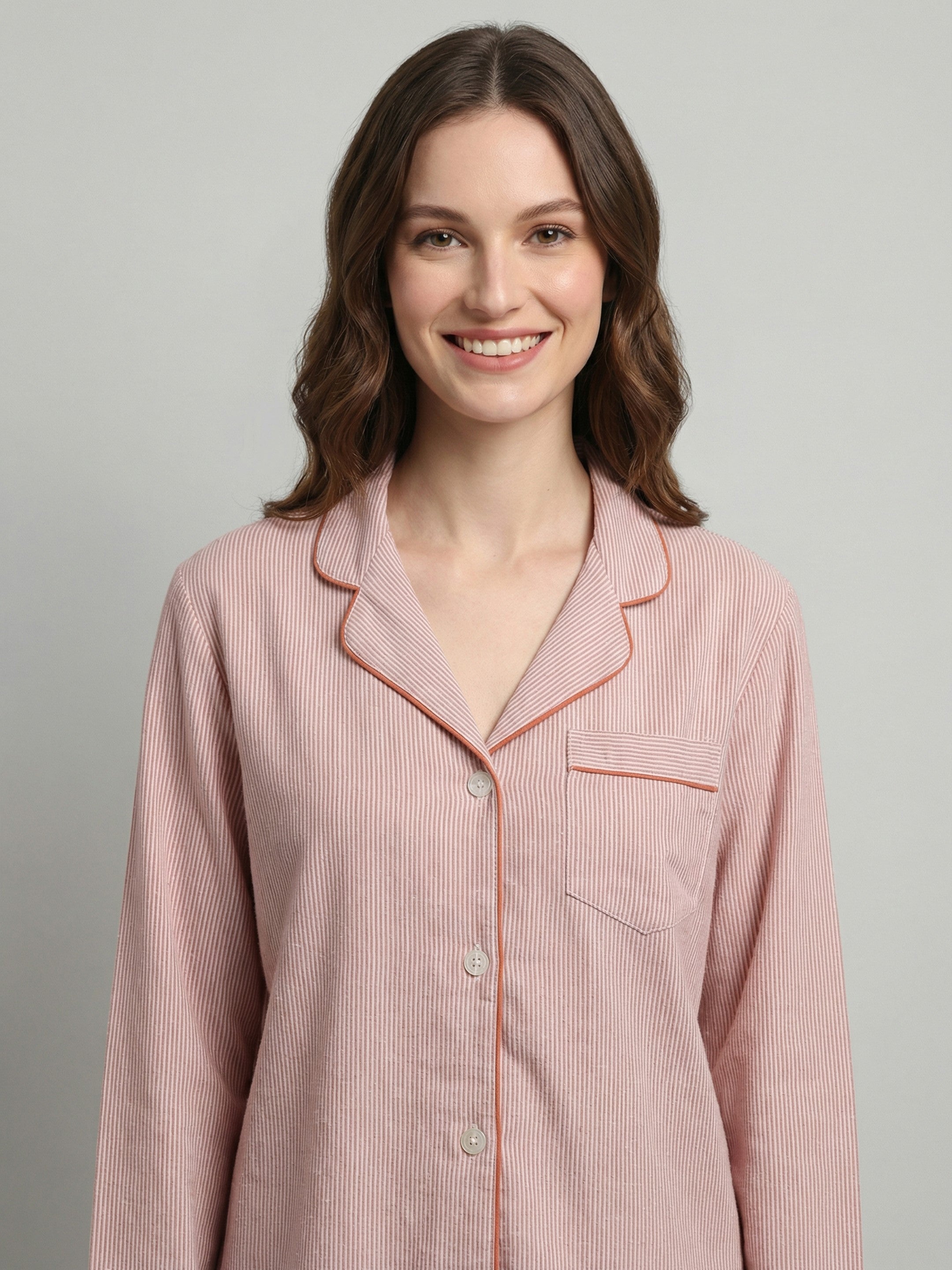 Blush Pink Classic Piped Pajama Set