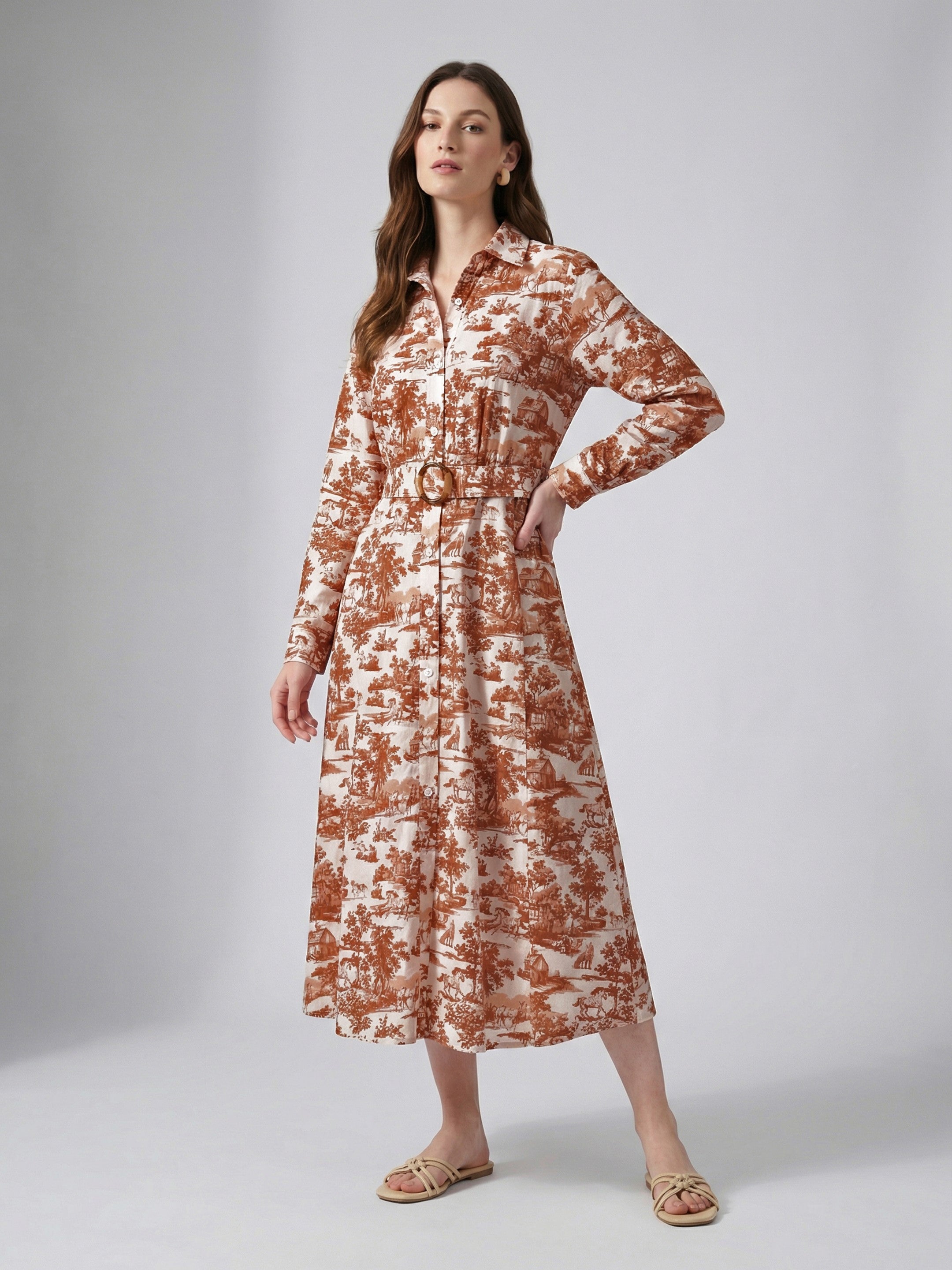Terracotta Toile Shirt Dress