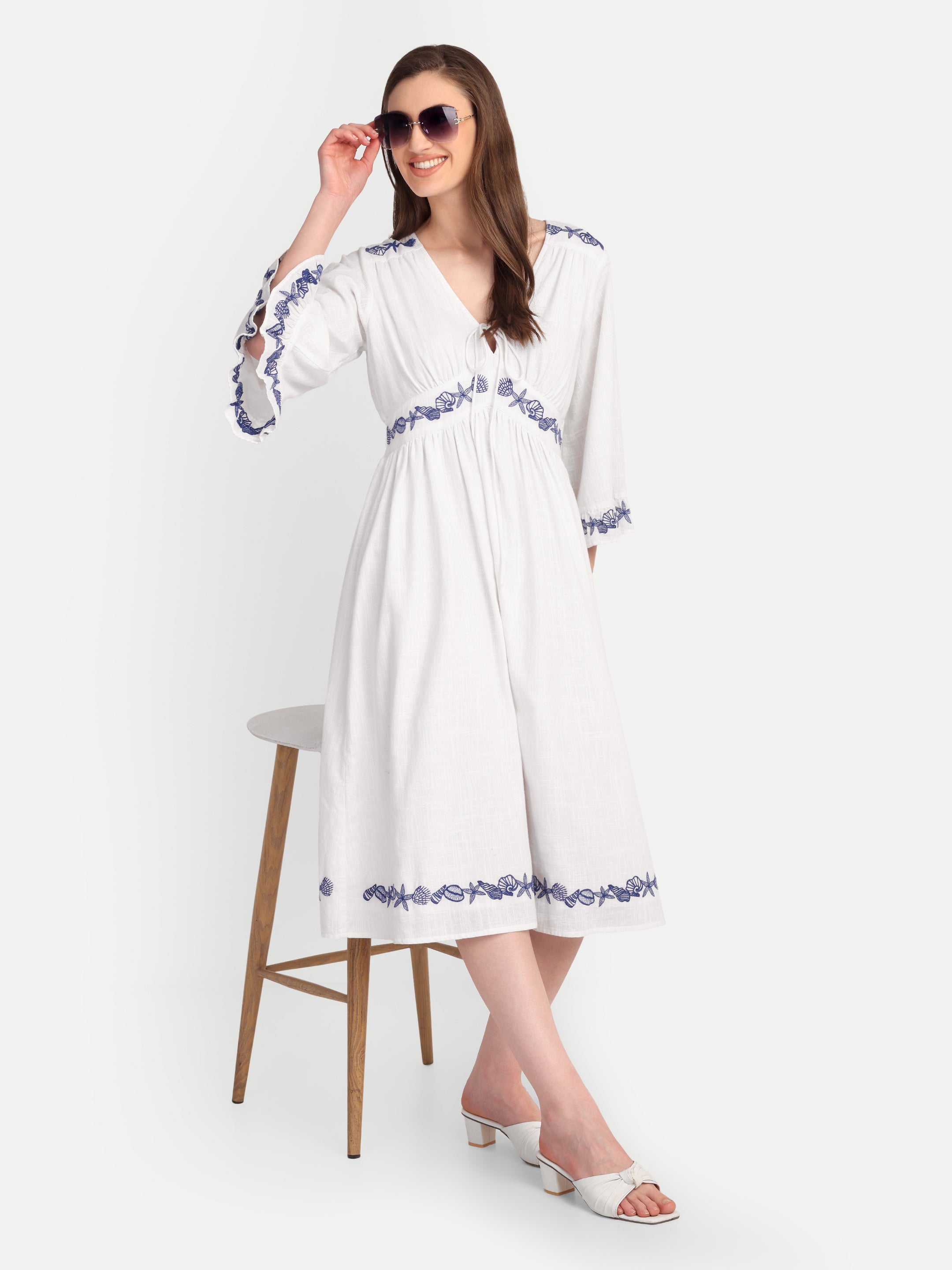 Eloise Embroidered Cotton Midi Dress