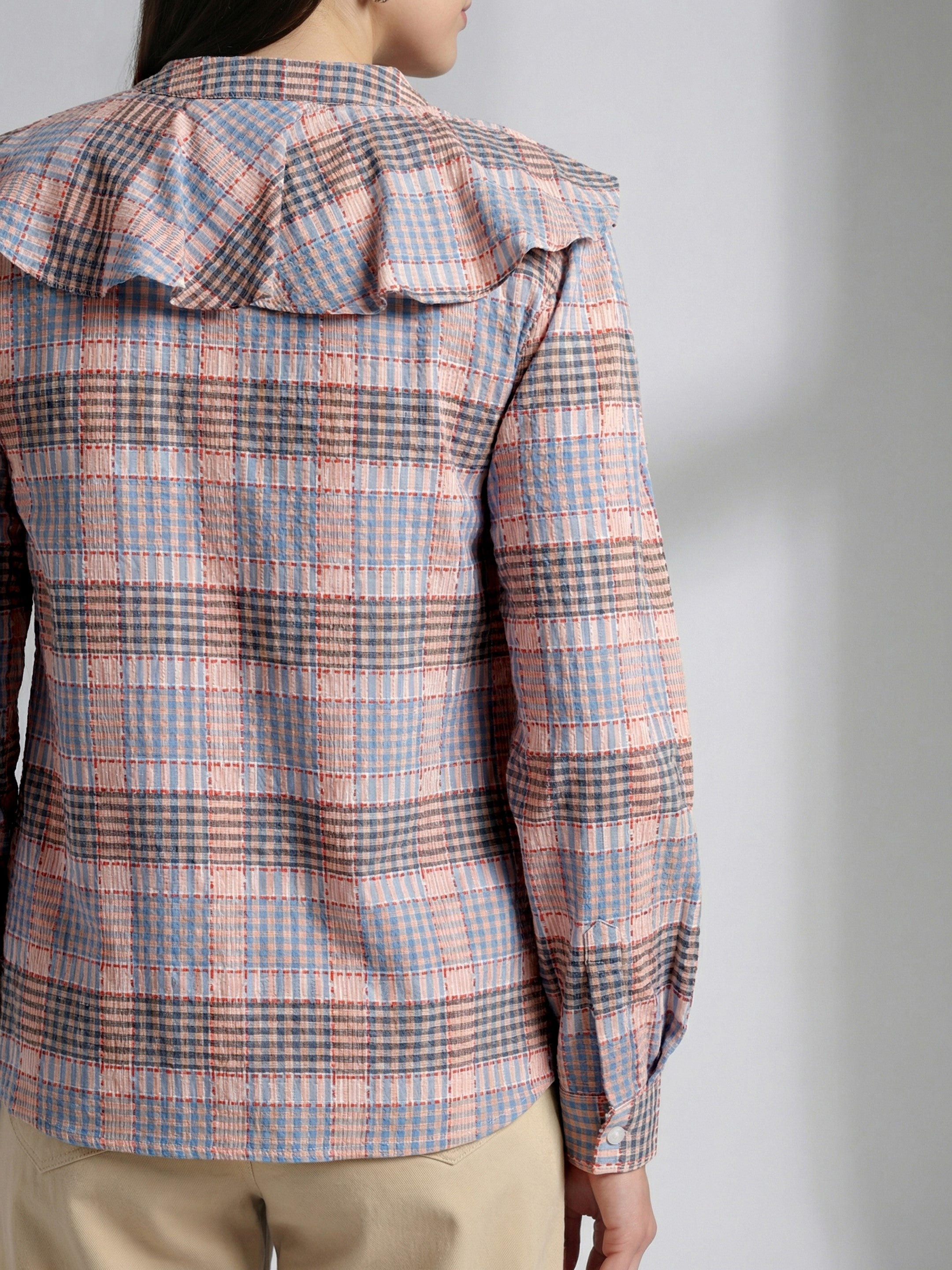 Soft Check Ruffle Top