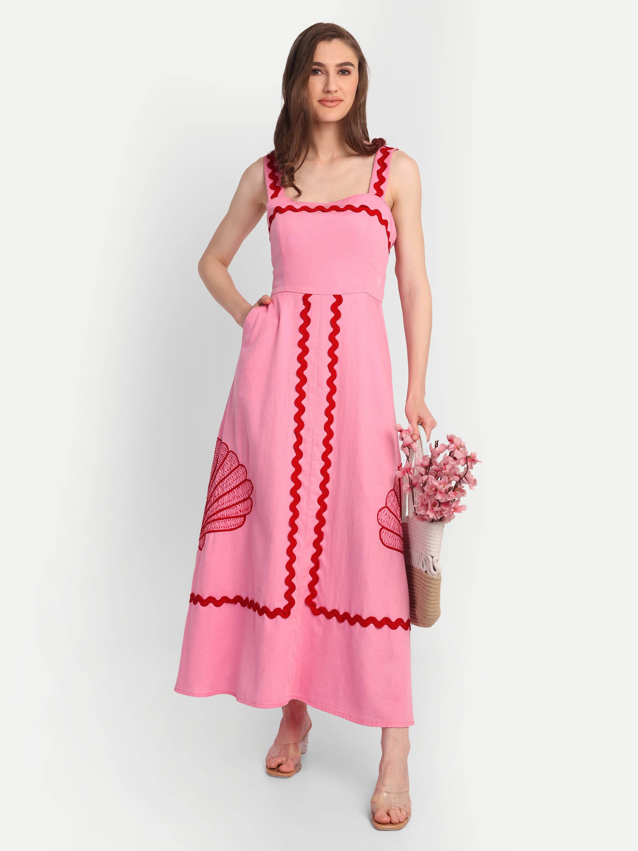 Rosé Shell Midi Dress