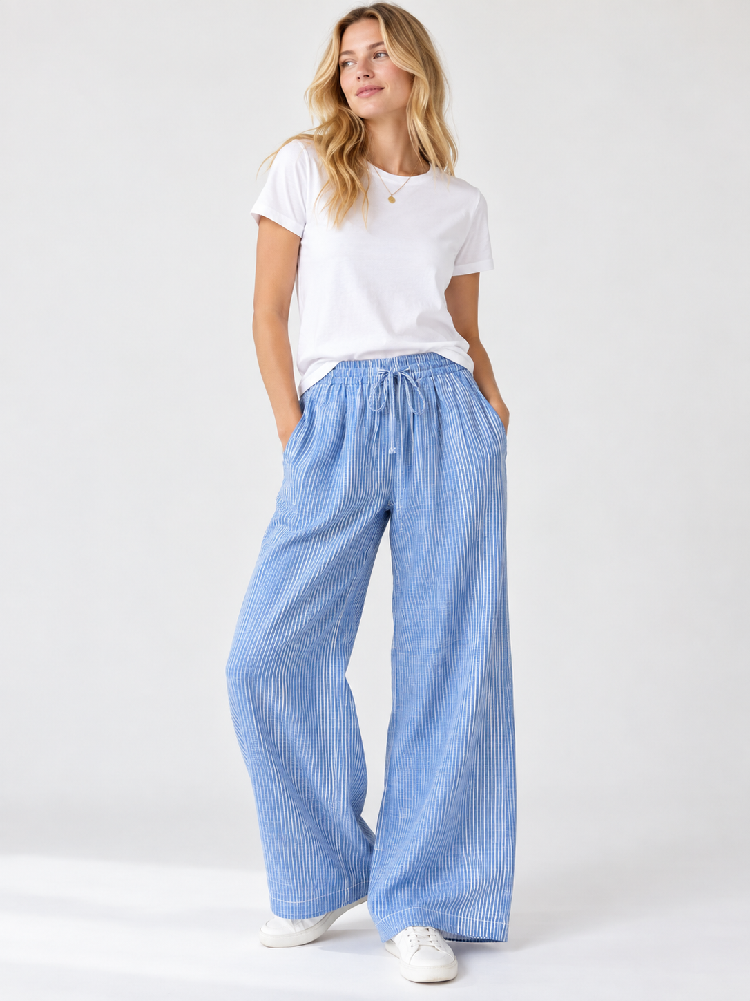 Blue Pinstripe Relaxed Pant
