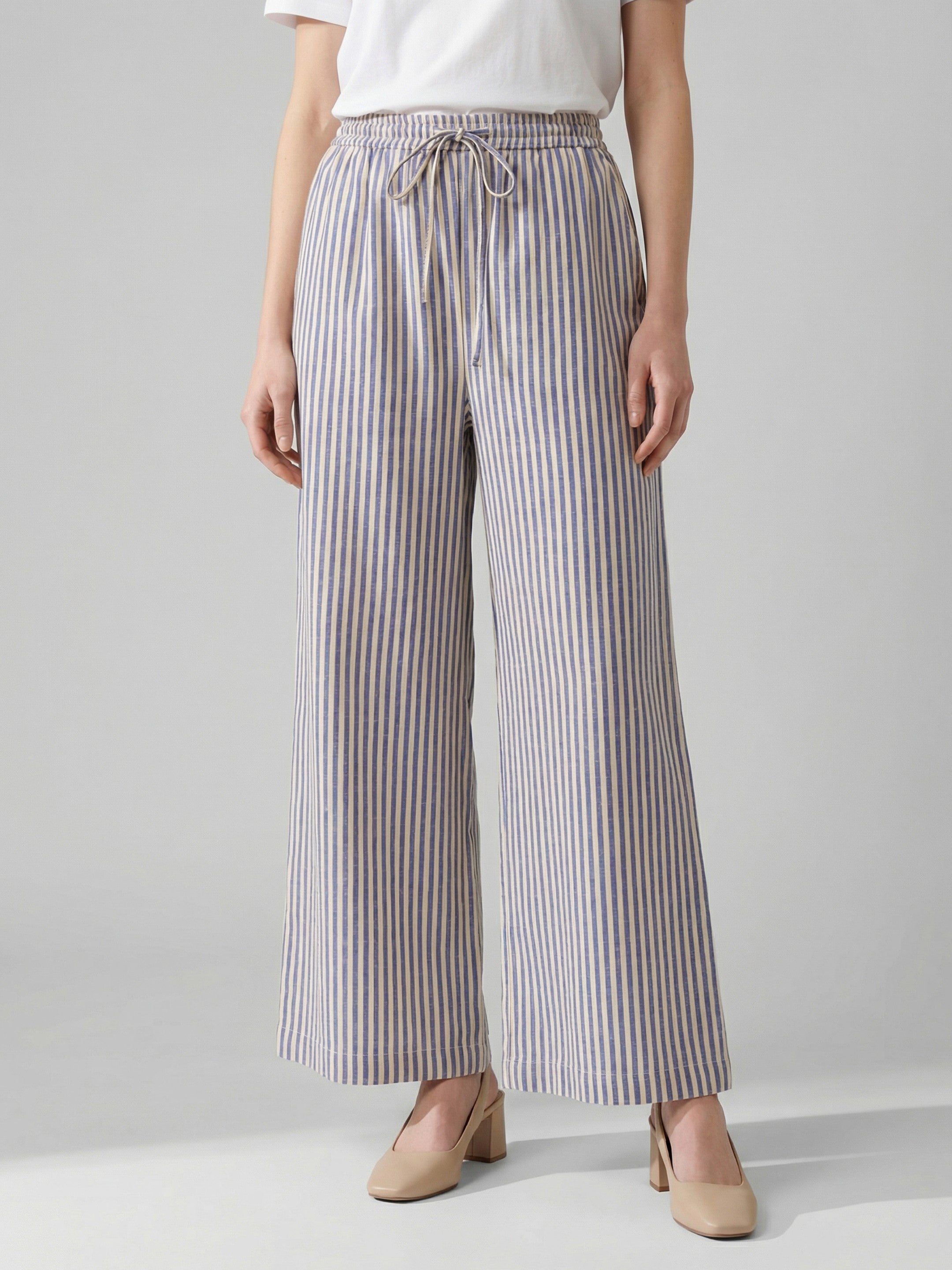 Coastal Stripe Wide-Leg Pants