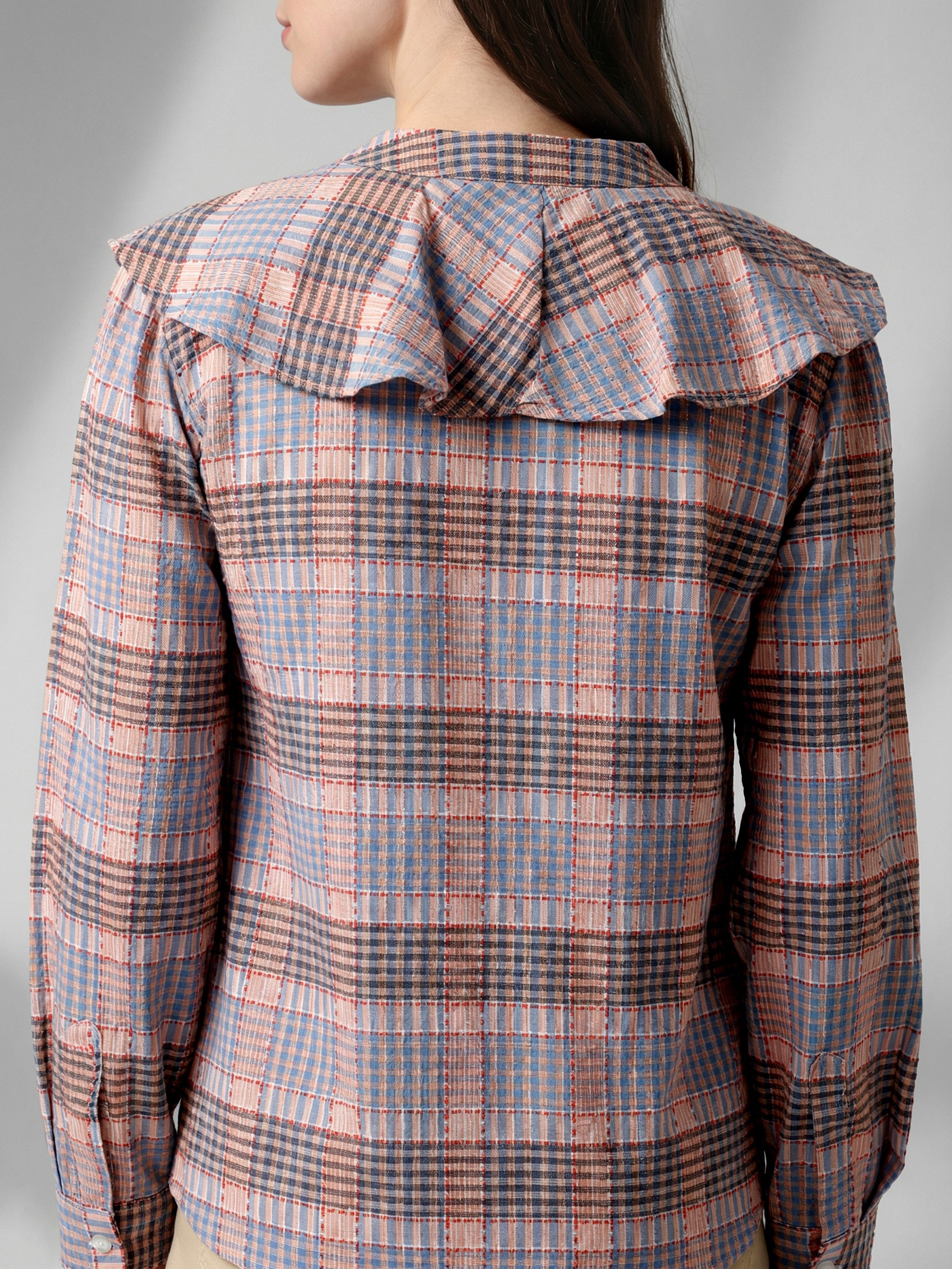 Soft Check Ruffle Top