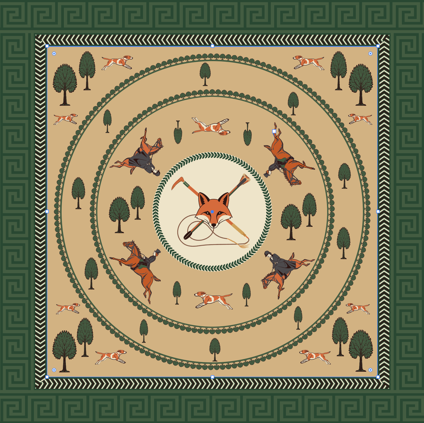 Fox Hunt Square Tablecloth