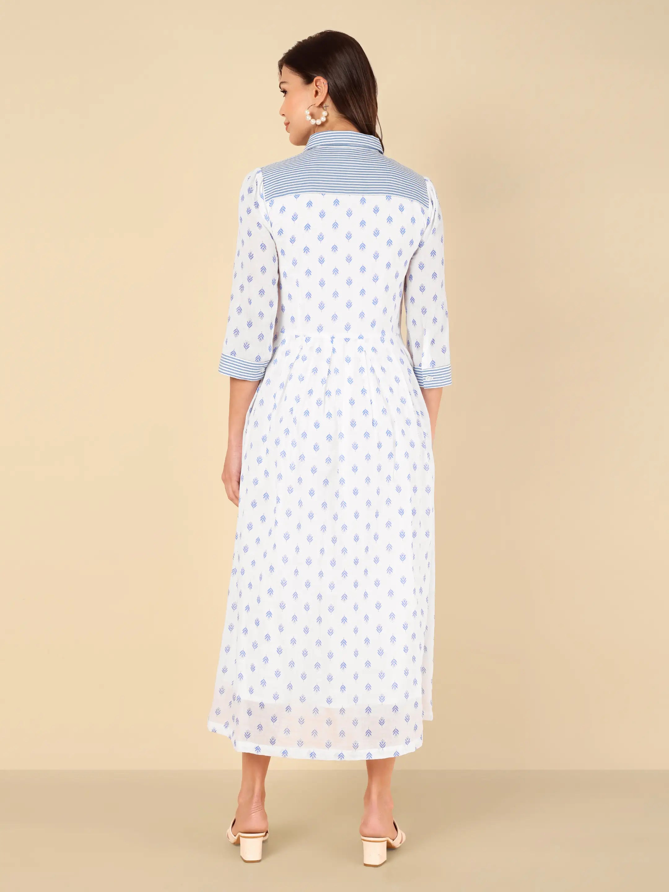 Azure Cotton Shirt Dress