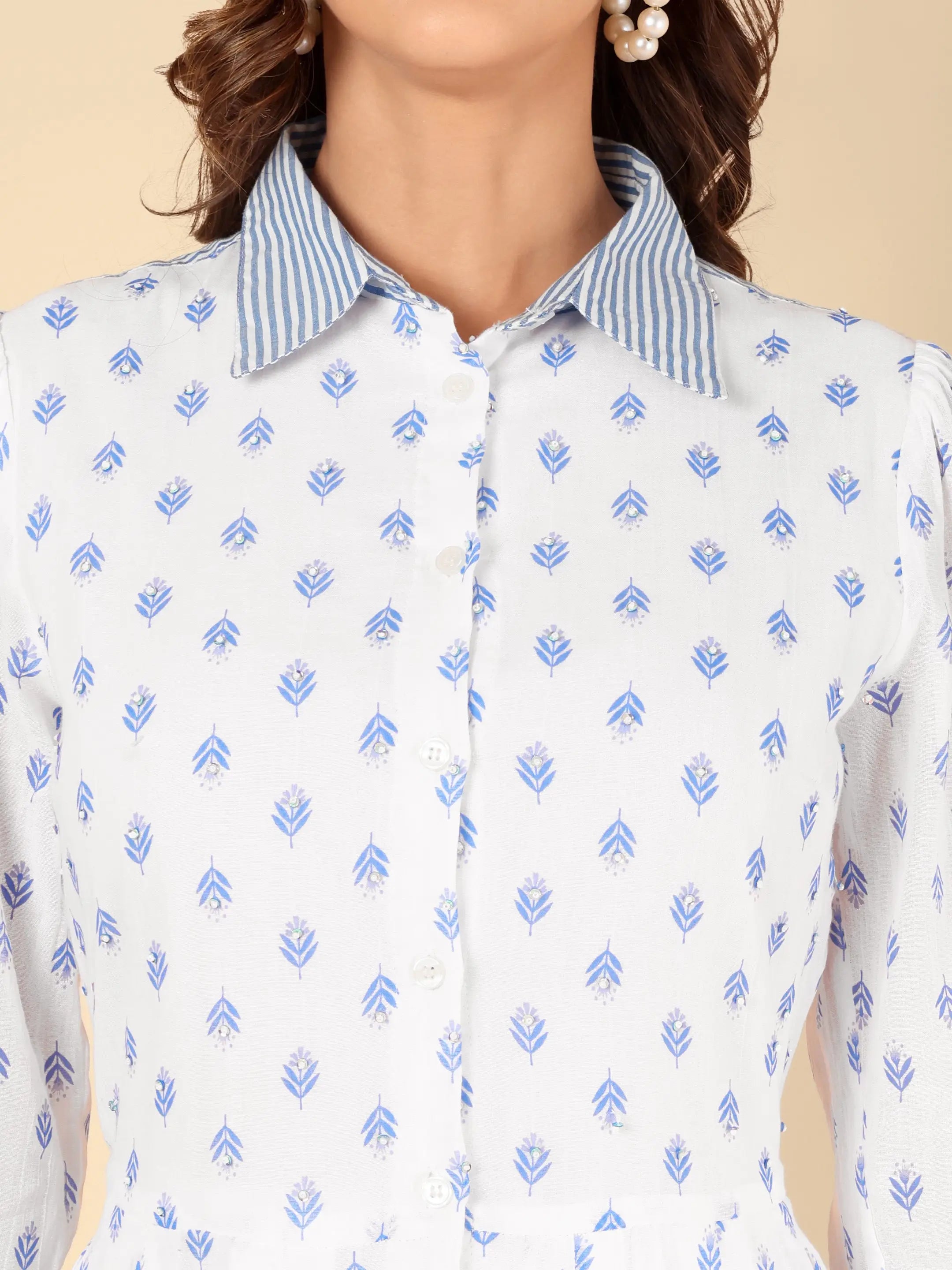 Azure Cotton Shirt Dress