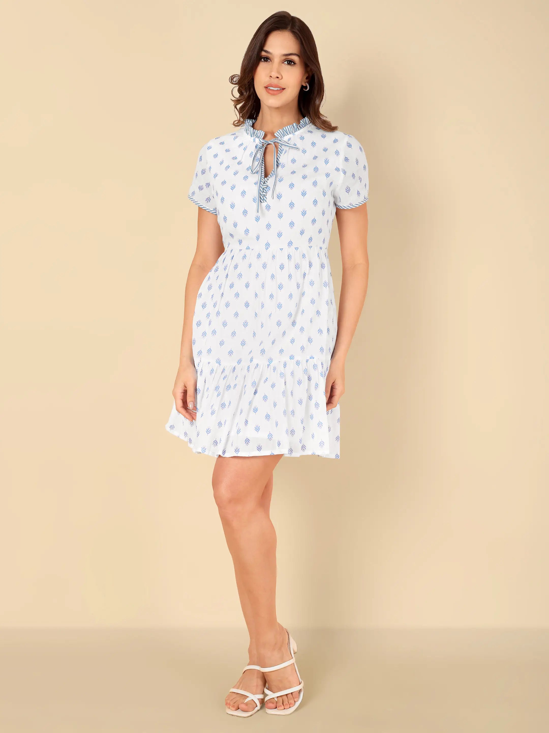 Blue Leaf Short Dress