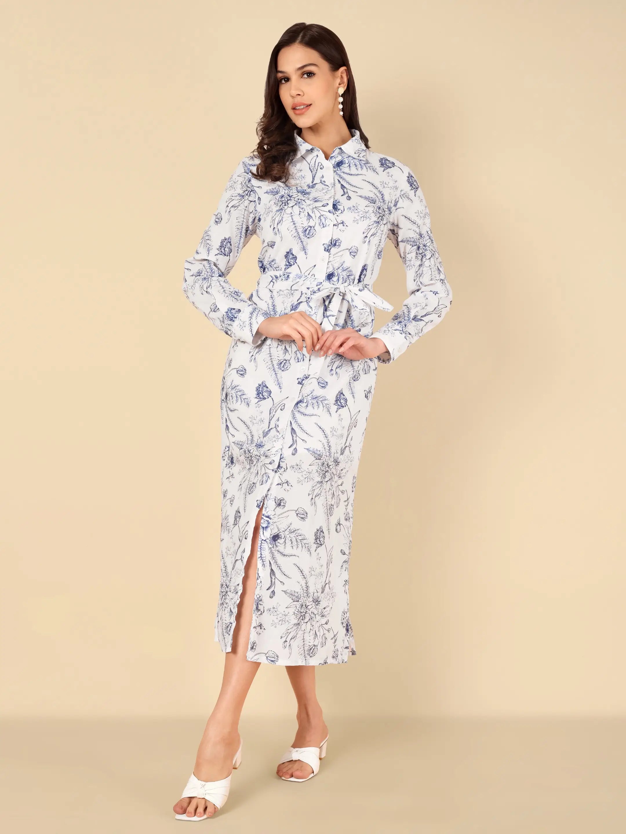 Blue Willow Shirt Dress