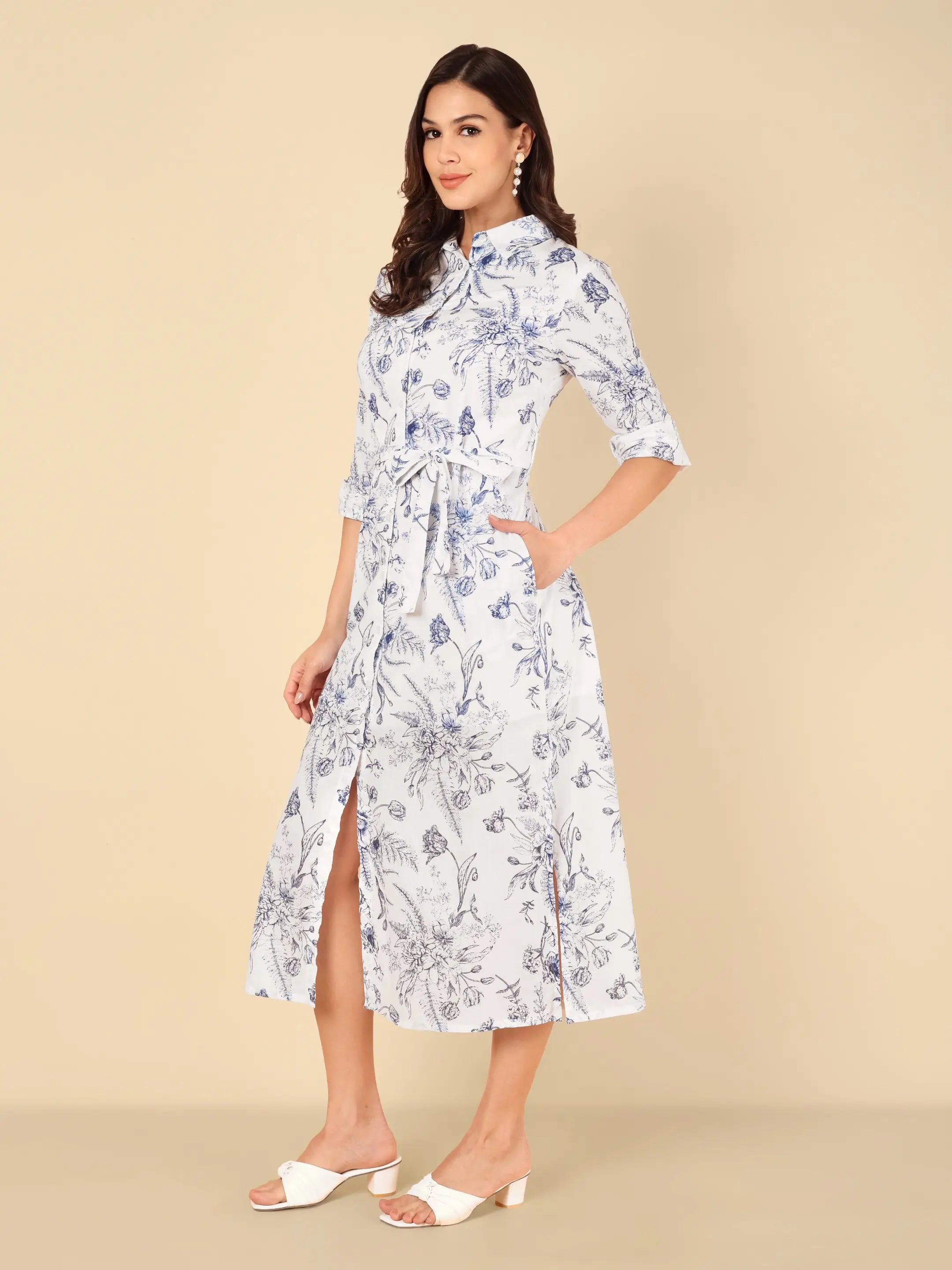 Blue Willow Shirt Dress