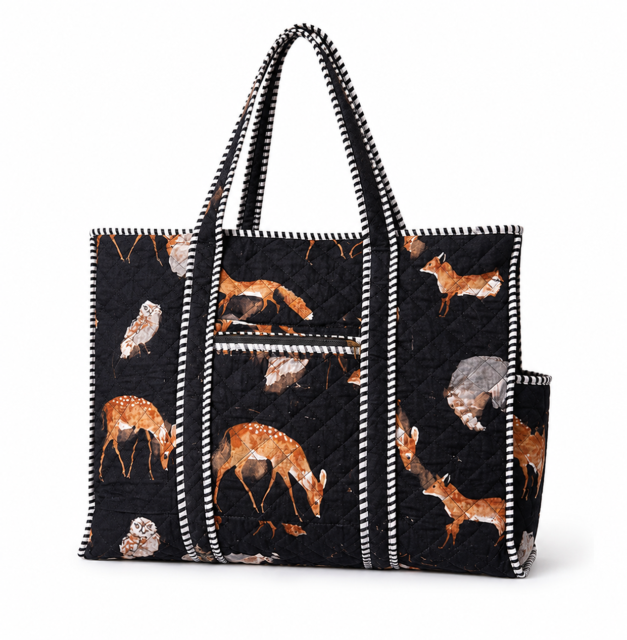 Artisan Quilted Bag - Black Base (Zipper)